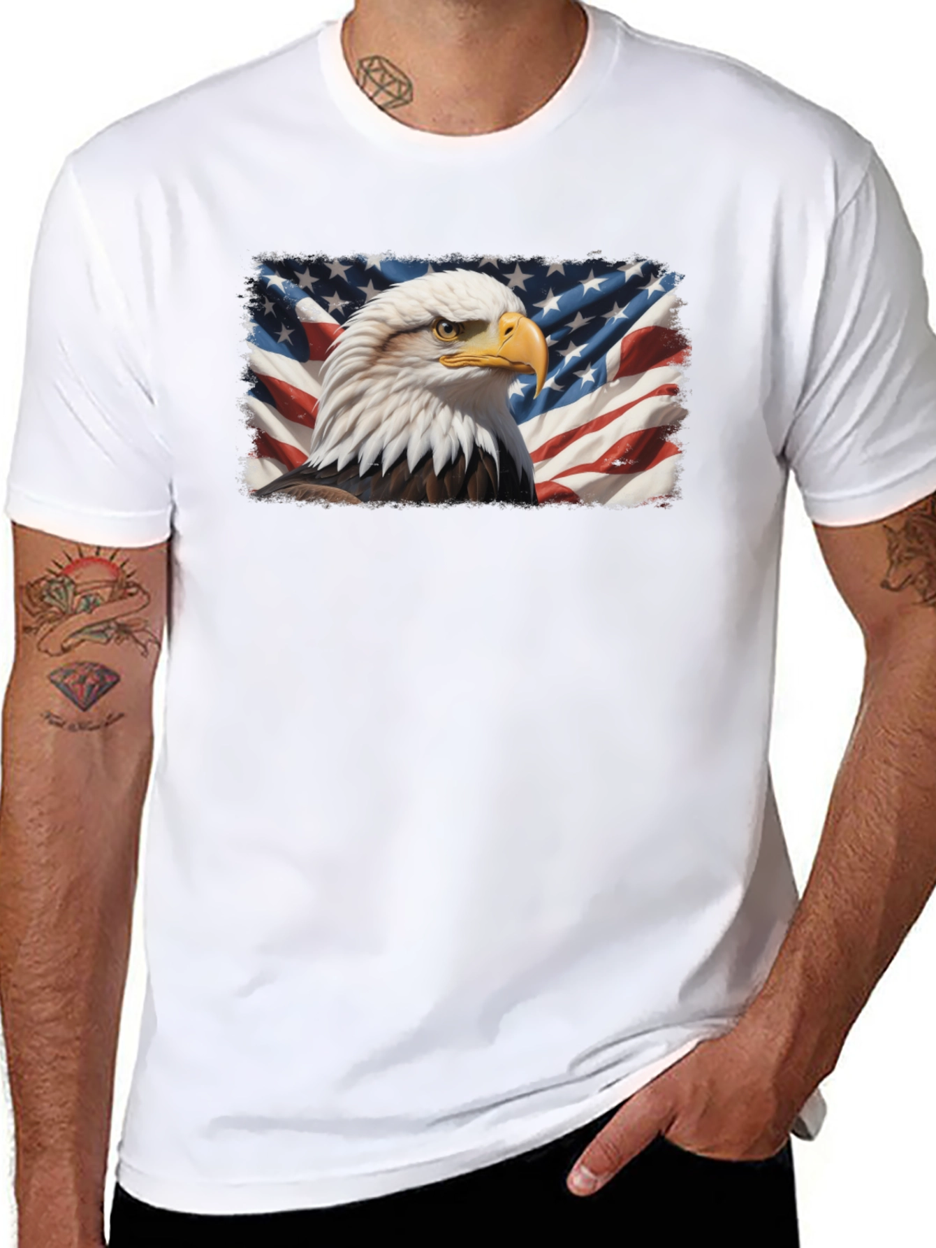 Bald Eagle & US Flag Graphic T-Shirt