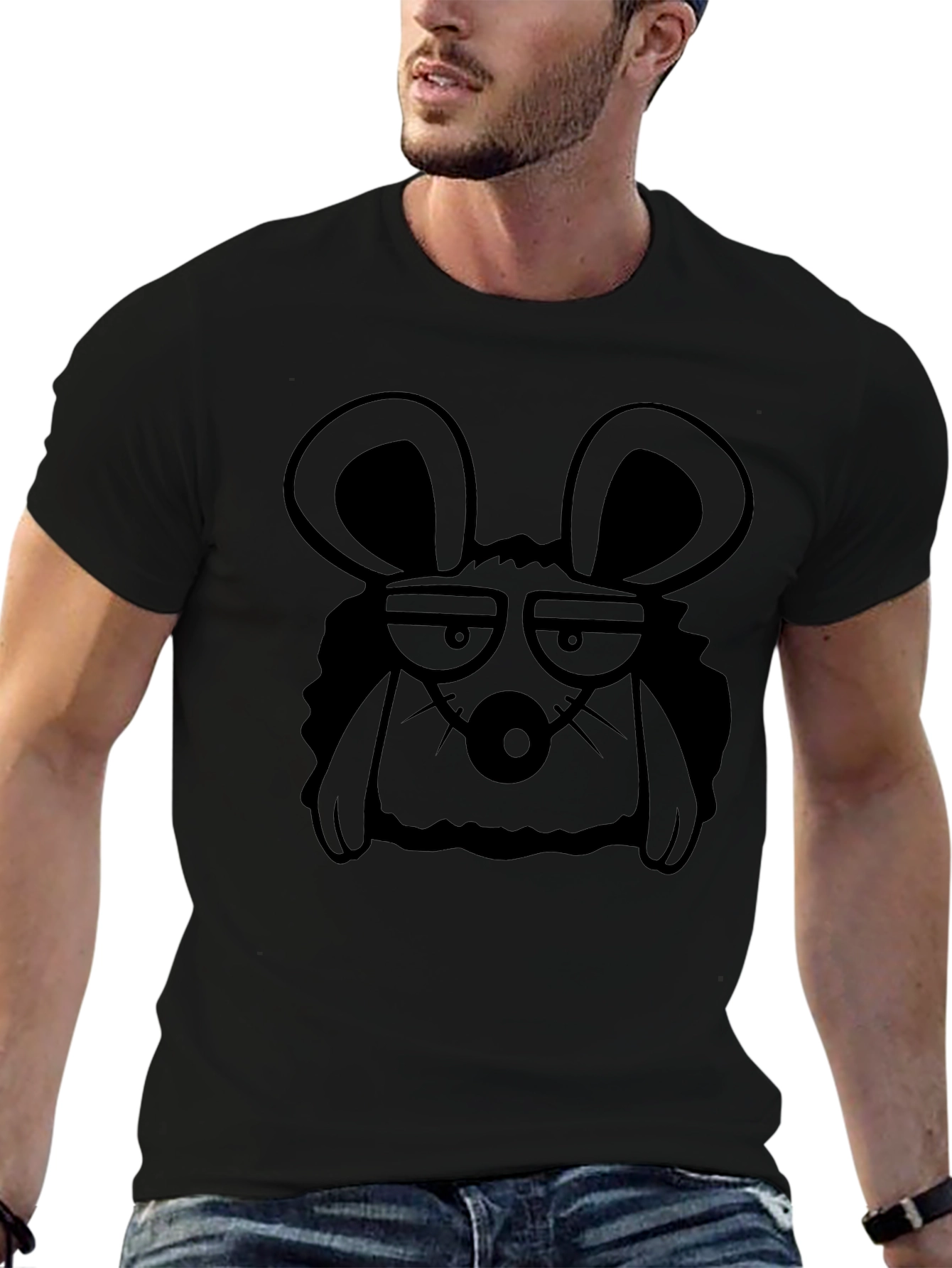 Grumpy Mouse Graphic Tee - Black Cotton T-Shirt