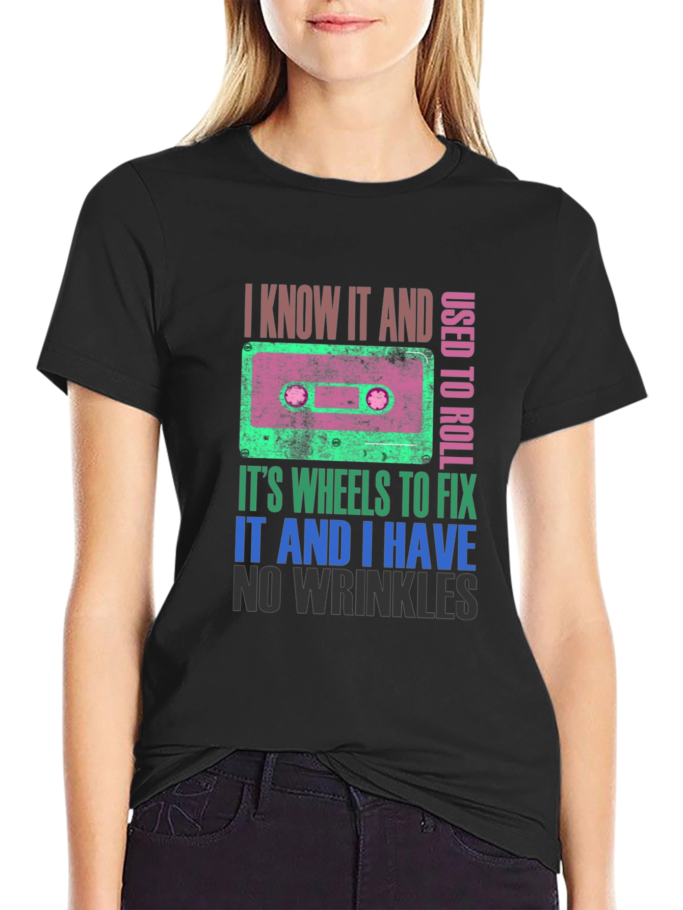 Cassette Tape Wheels T-Shirt - Retro Style
