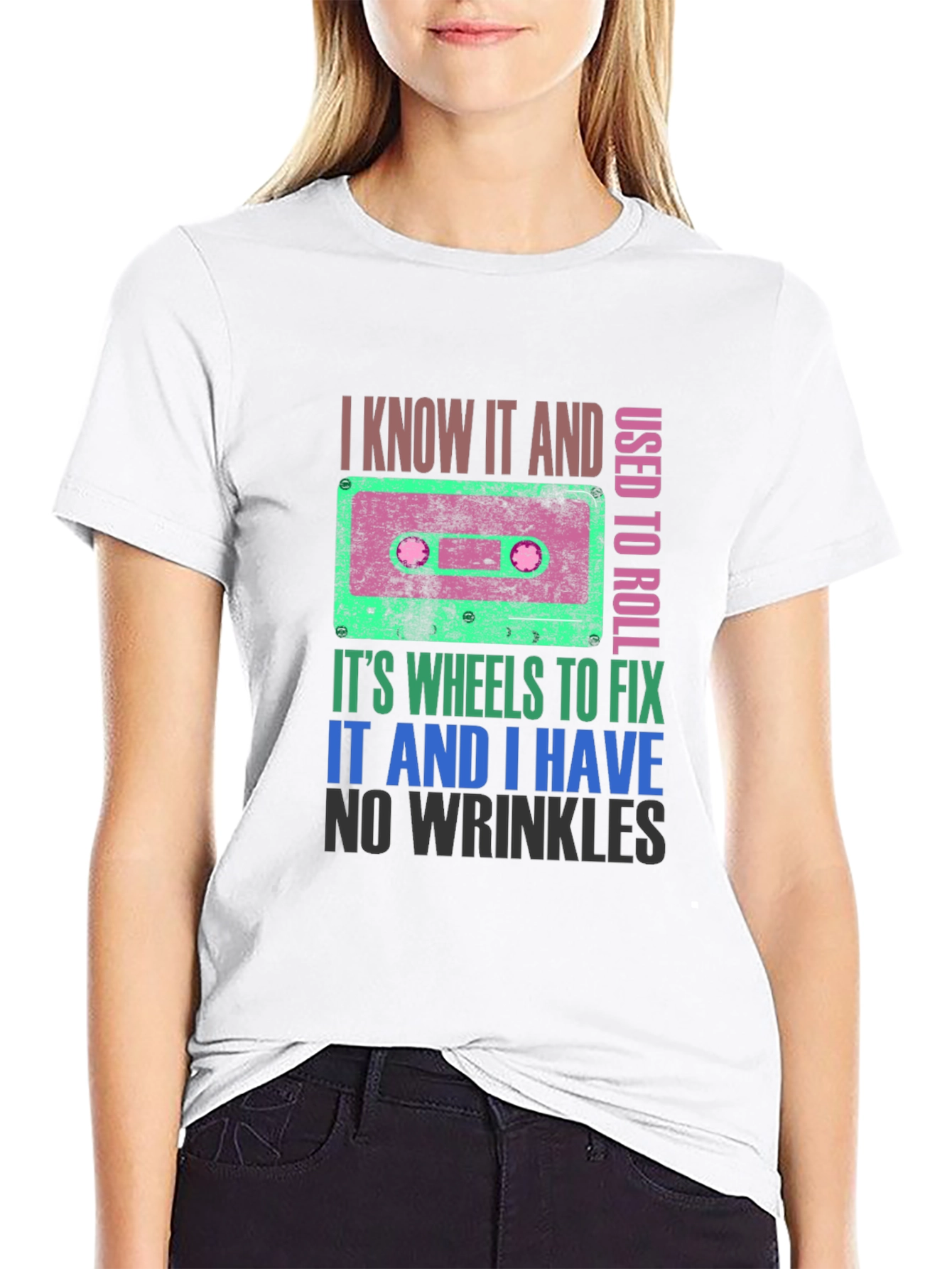 Cassette Tape Wheels T-Shirt - Retro Style