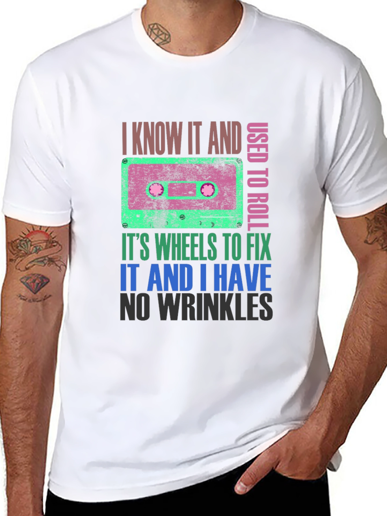 Cassette Tape Wheels T-Shirt - Retro Style