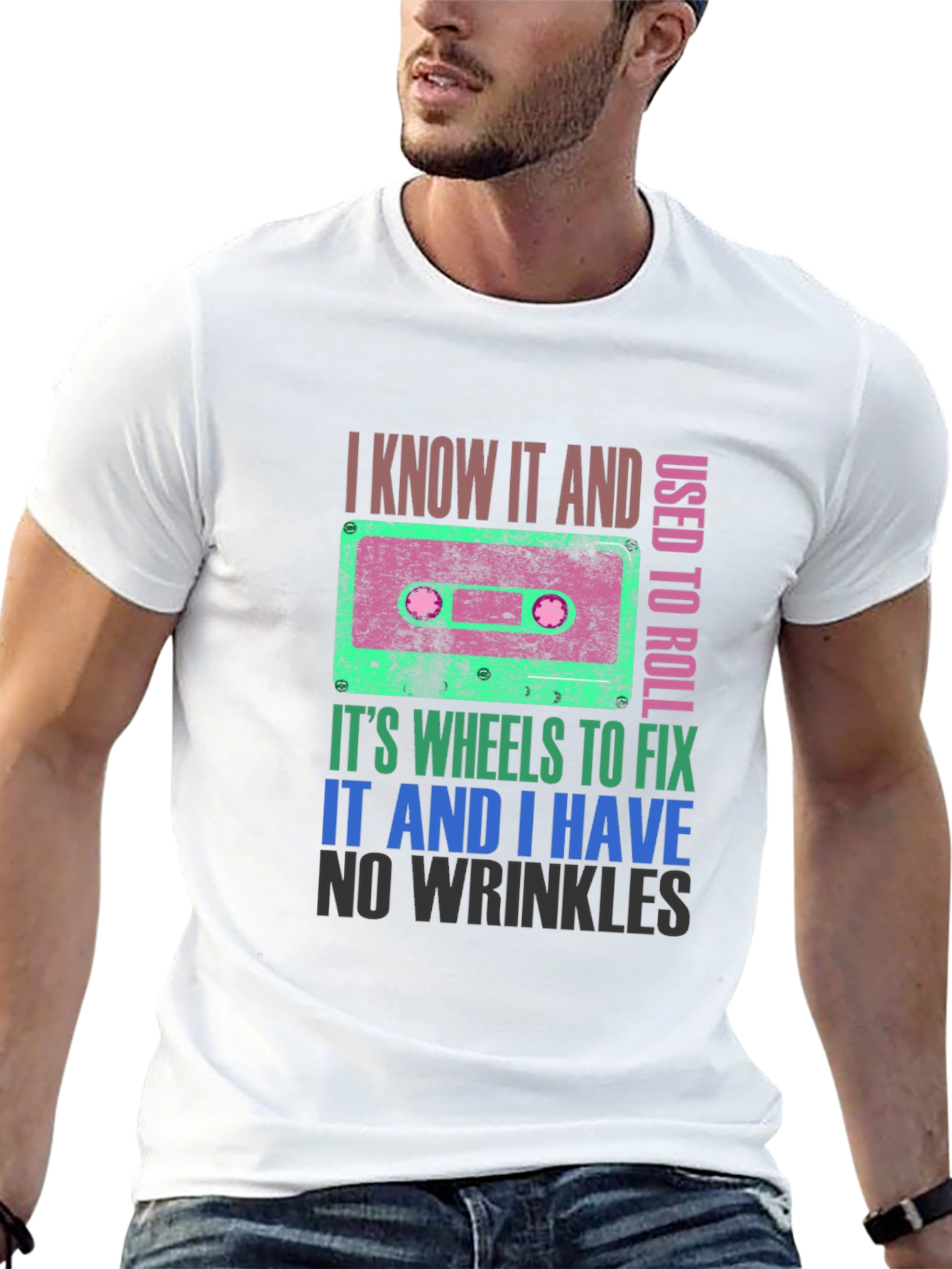 Cassette Tape Wheels T-Shirt - Retro Style