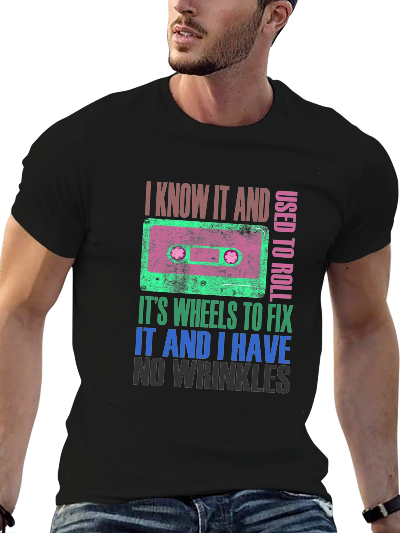 Cassette Tape Wheels T-Shirt - Retro Style