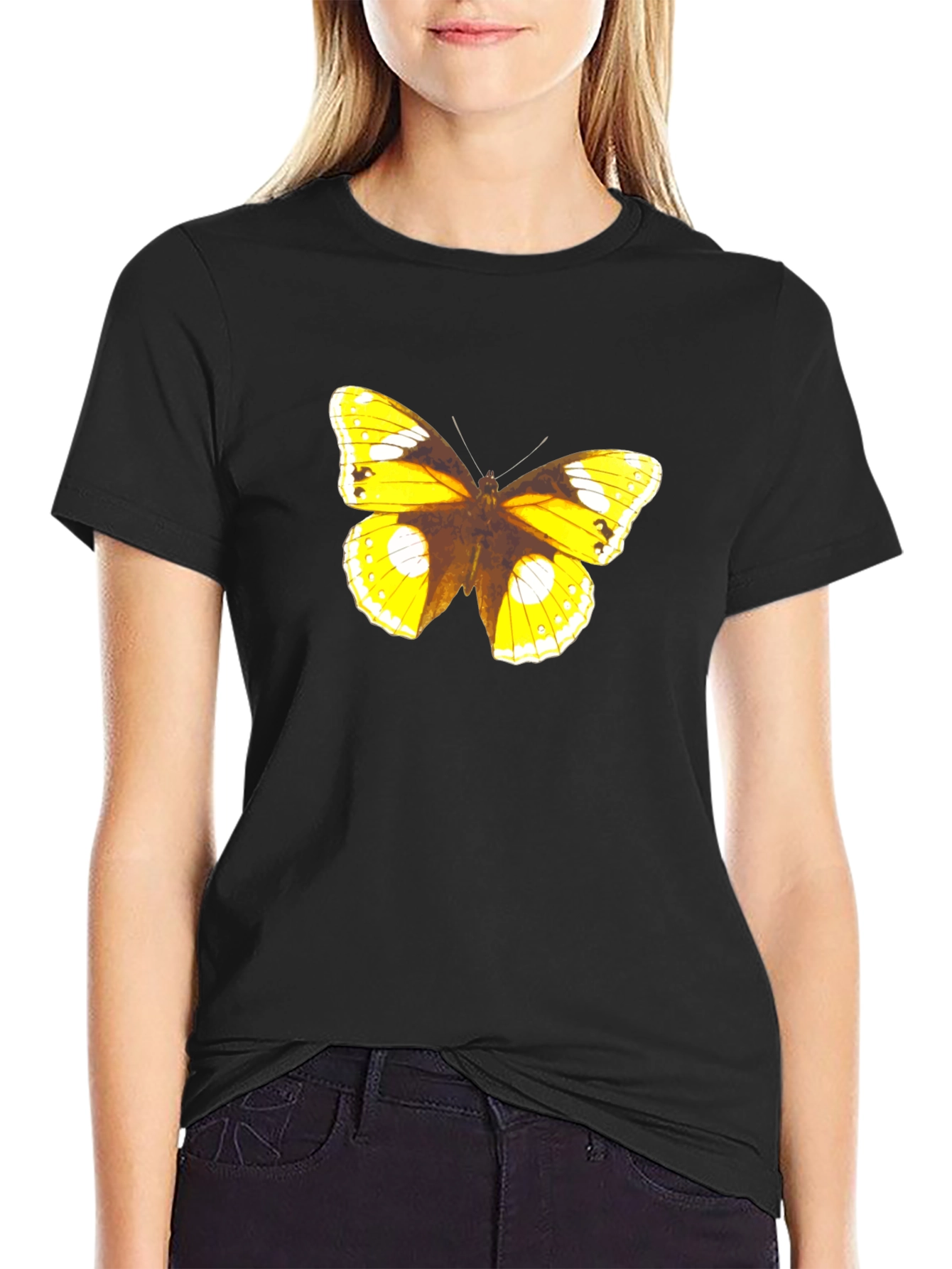 Butterfly Graphic Print Tee - Black