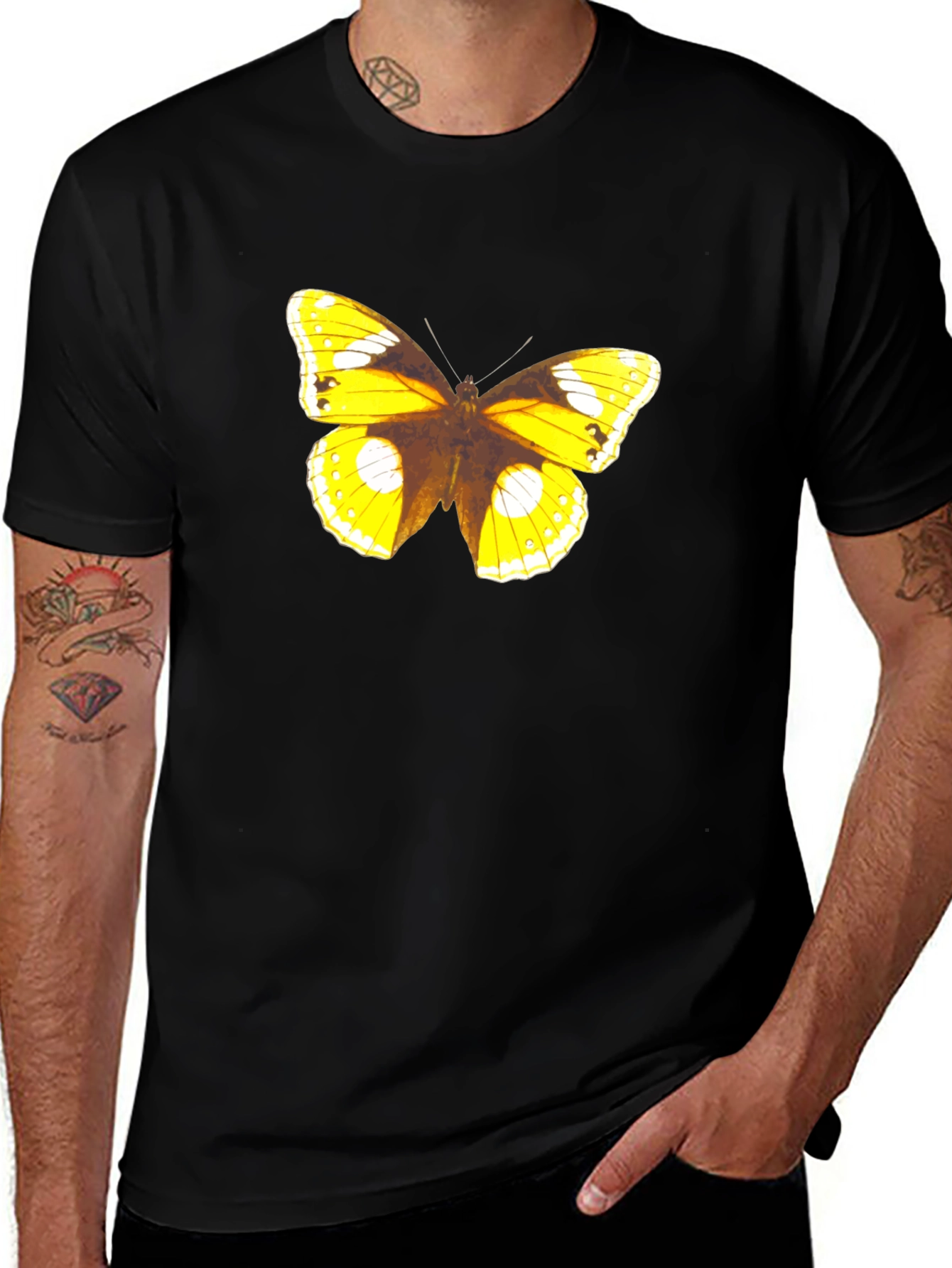 Butterfly Graphic Print Tee - Black