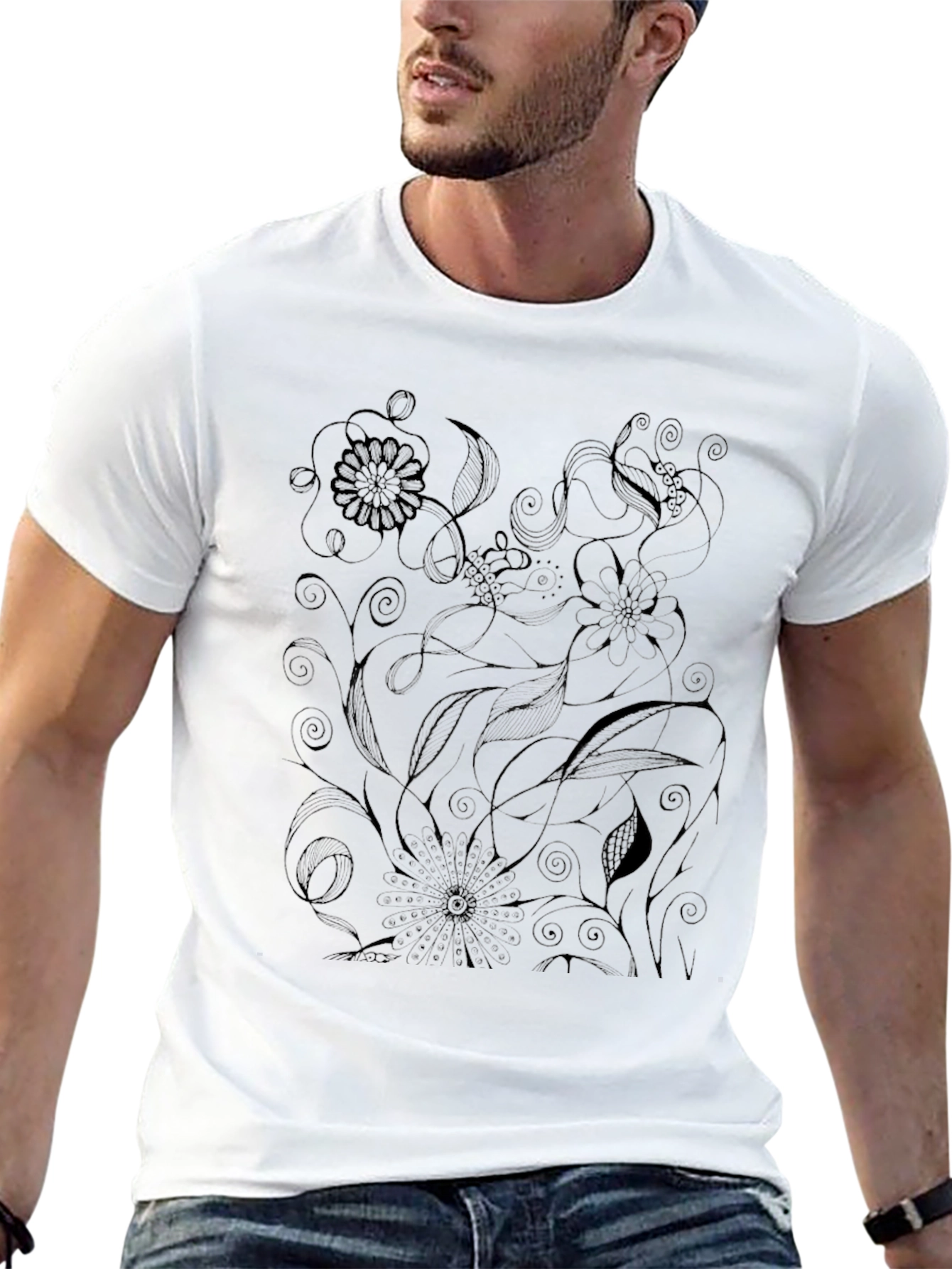 Black Floral Print Tee