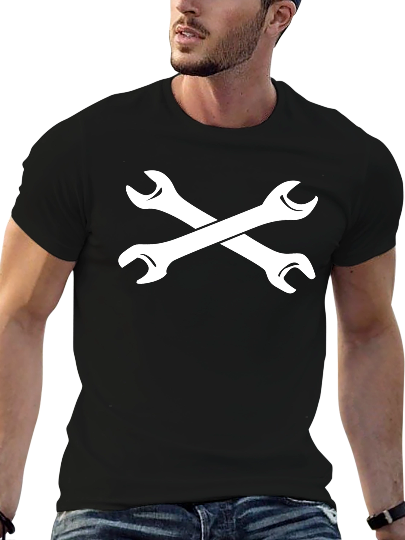 Crossed Wrenches Black Graphic Tee
