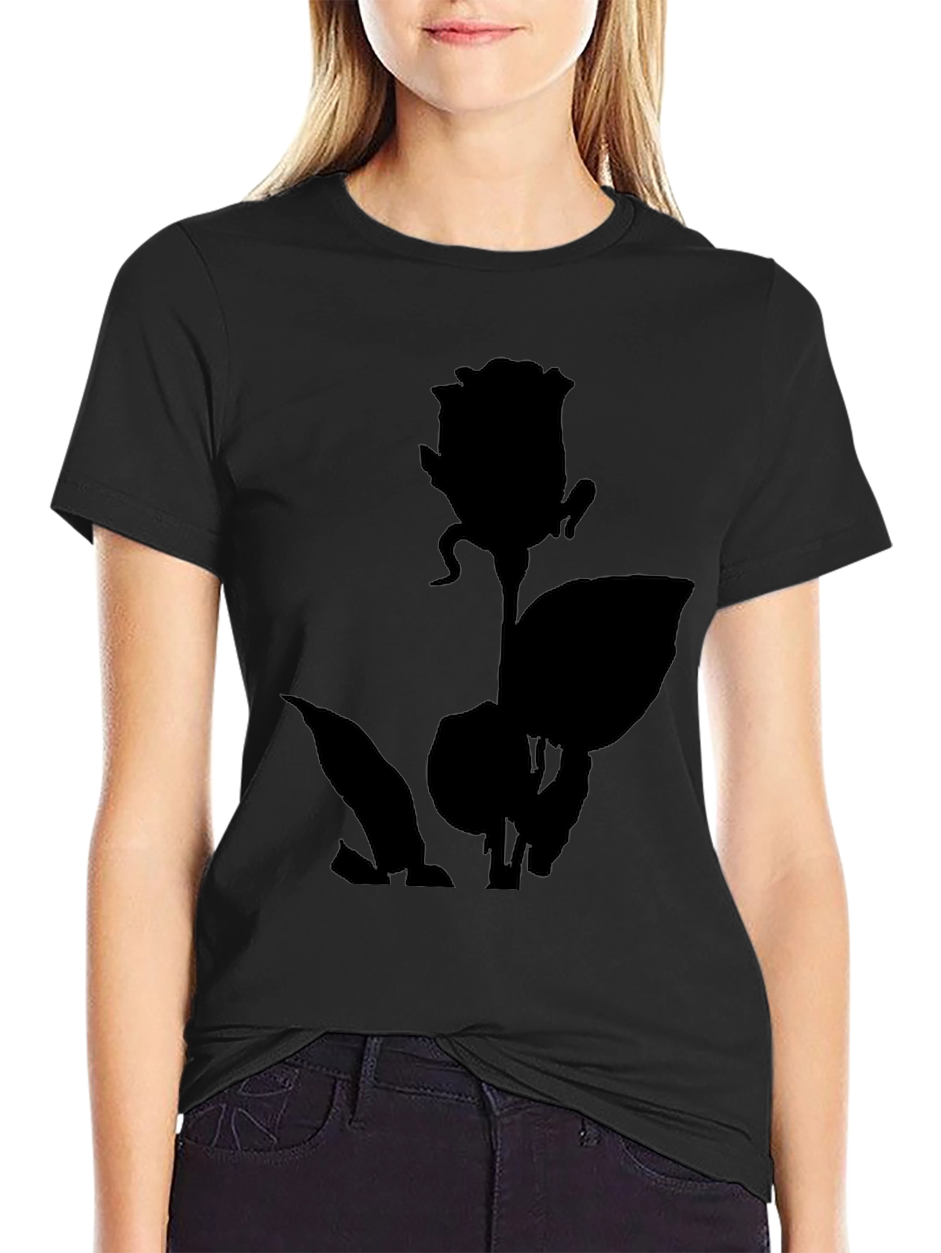 Black Rose Silhouette Graphic T-Shirt