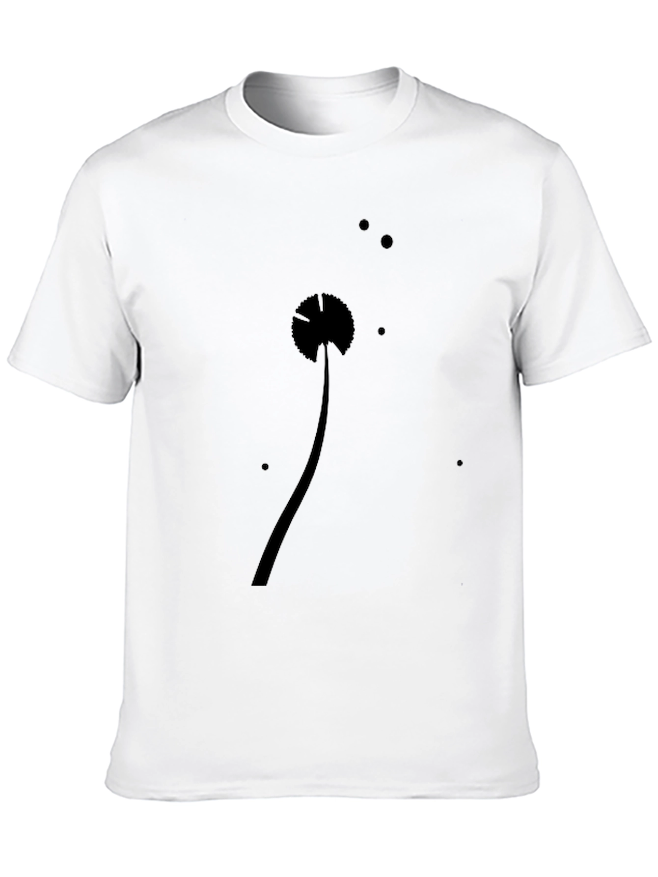 Minimalist Dandelion Graphic Black T-Shirt