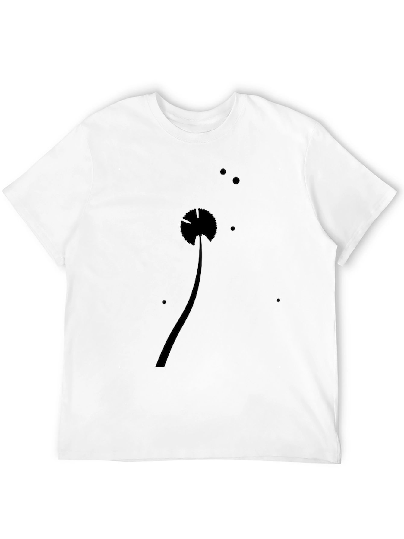 Minimalist Dandelion Graphic Black T-Shirt