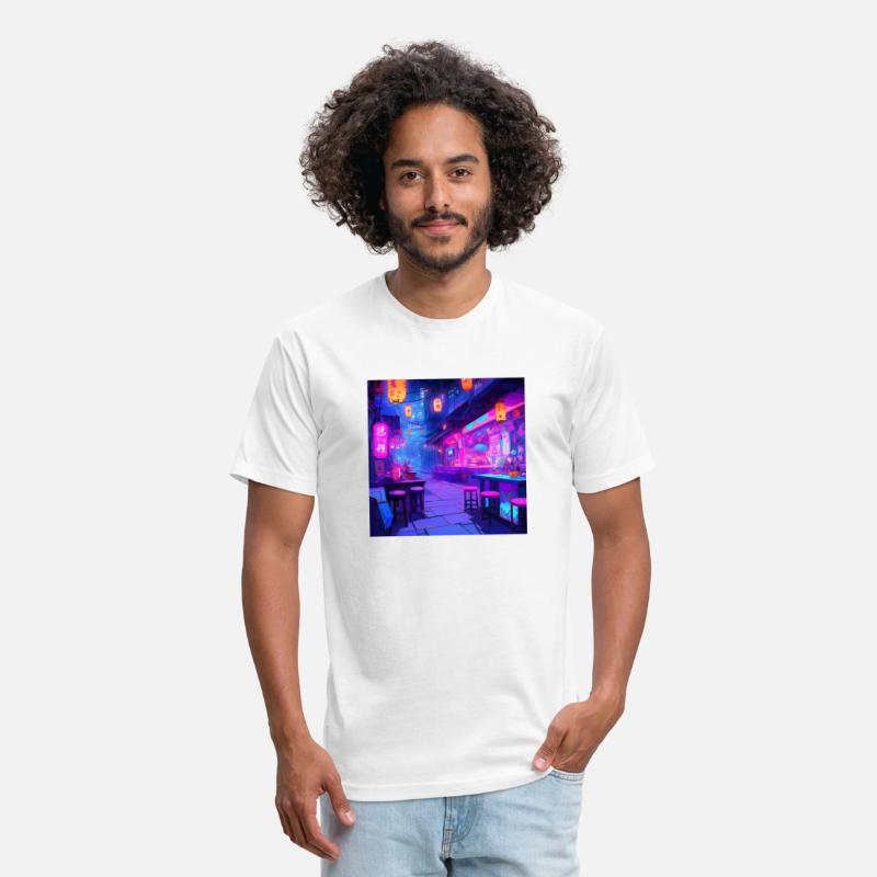 Vibrant Neon Anime-Style Izakaya Interior Digital