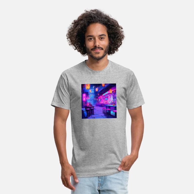 Vibrant Neon Anime-Style Izakaya Interior Digital