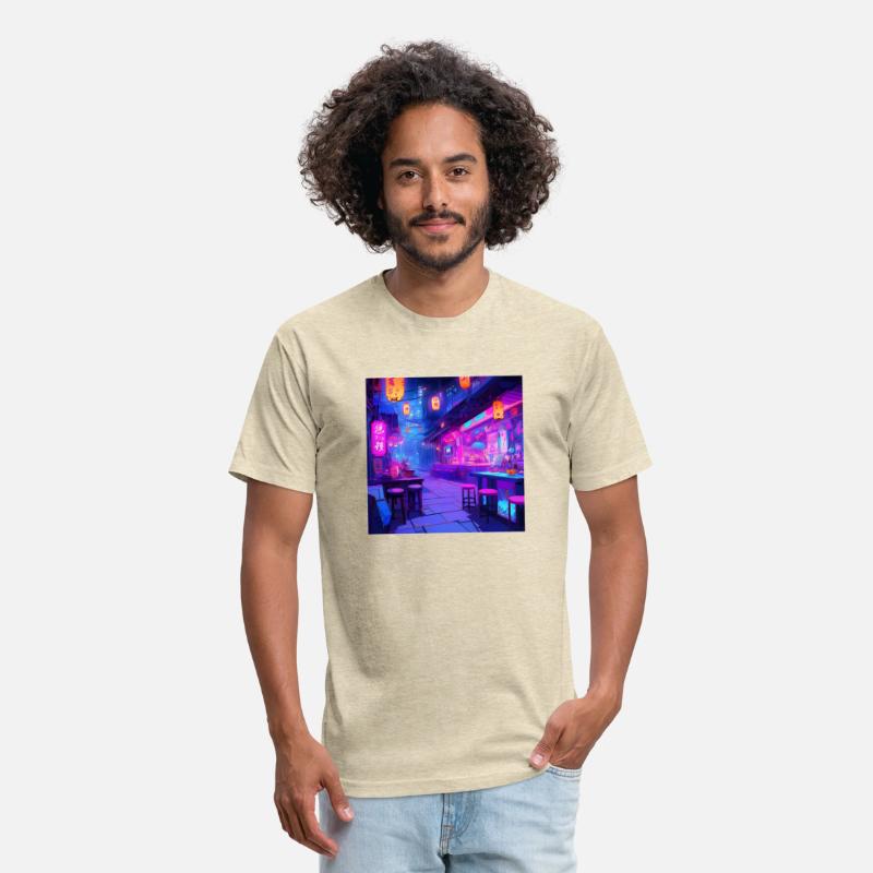 Vibrant Neon Anime-Style Izakaya Interior Digital