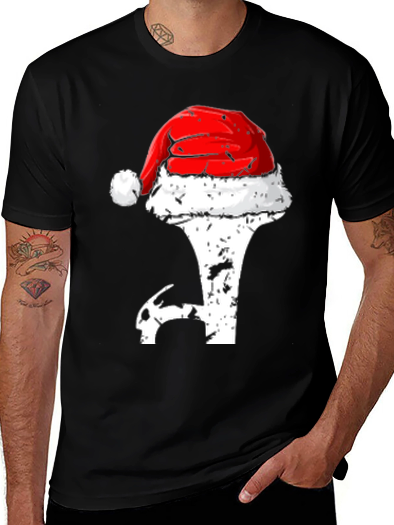 Holiday Golf T-Shirt - Santa Hat Novelty Tee
