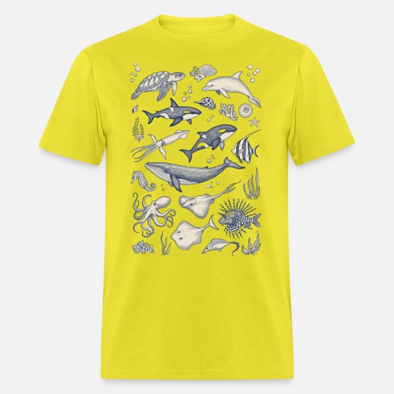 Vintage Engraved Ocean Life Collage | Marine Anima