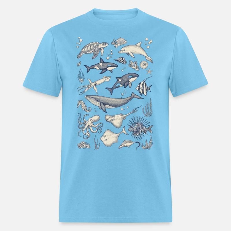 Vintage Engraved Ocean Life Collage | Marine Anima