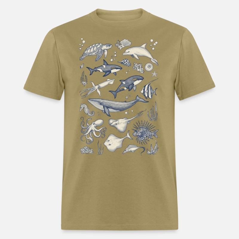 Vintage Engraved Ocean Life Collage | Marine Anima