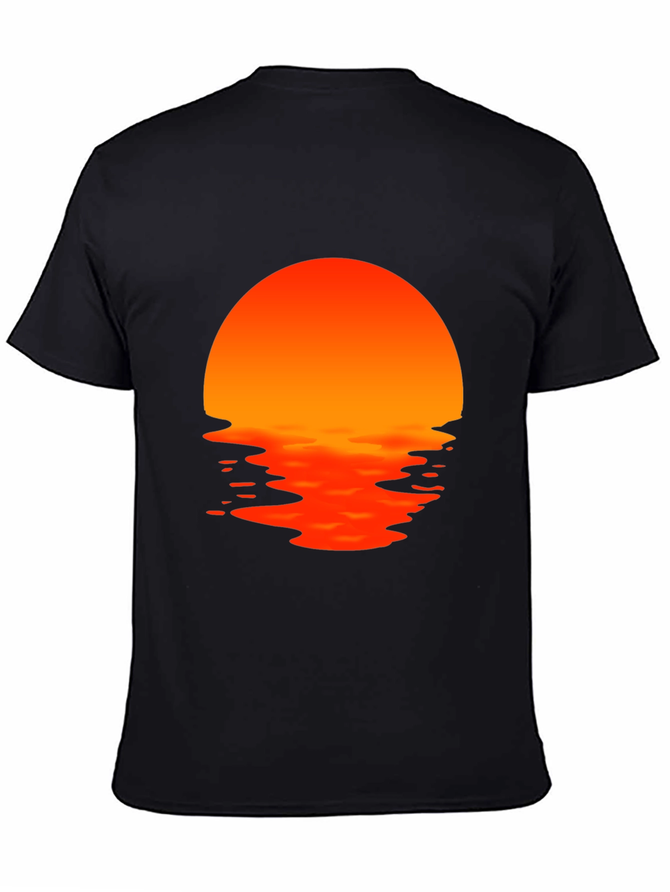 Sunset Waves Graphic Tee - Black Cotton T-Shirt