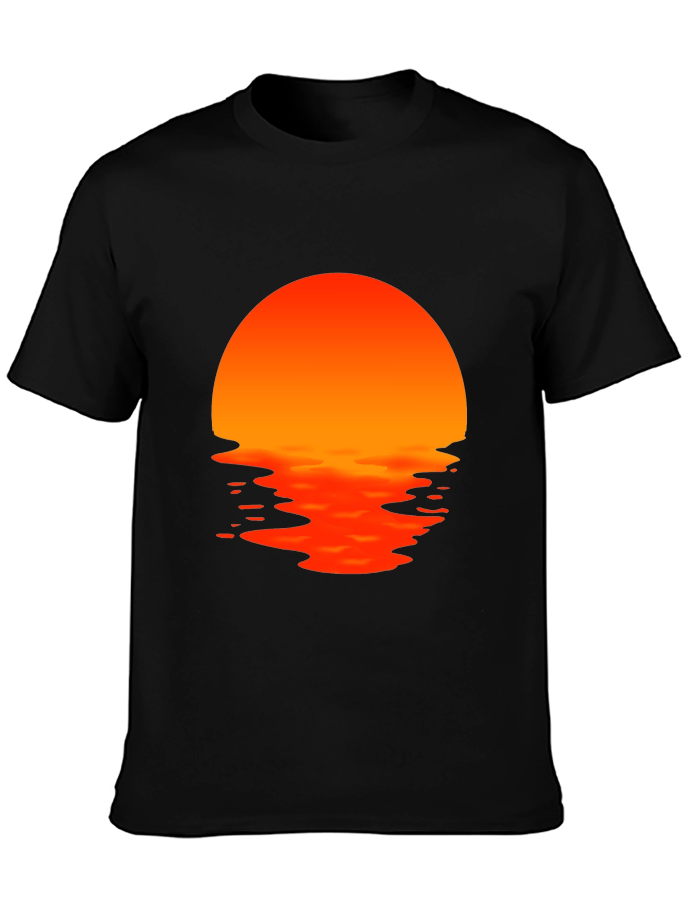 Sunset Waves Graphic Tee - Black Cotton T-Shirt