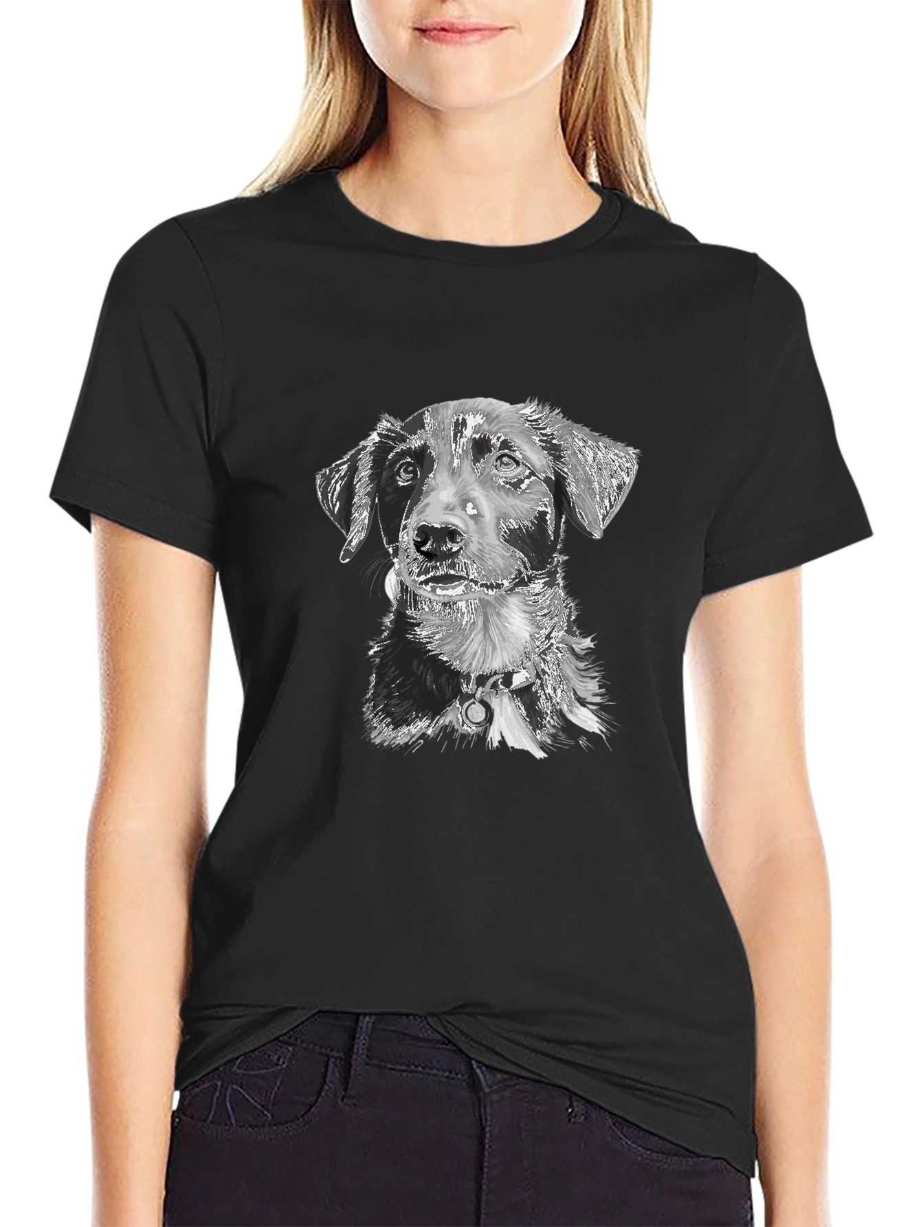 Cute Dog Graphic T-Shirt – Black Dog Lover Tee – Casual Comfortable Fit