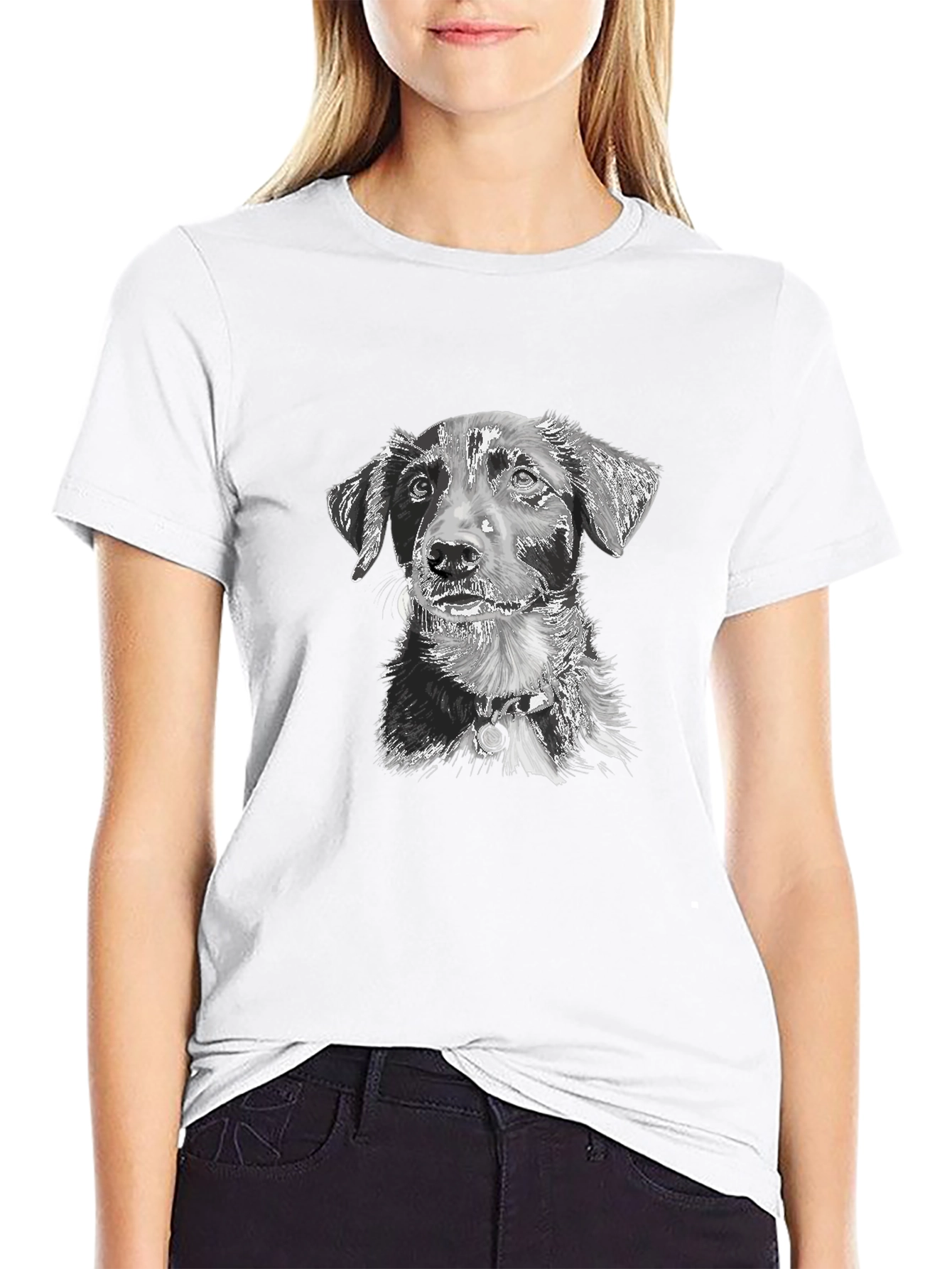 Cute Dog Graphic T-Shirt – Black Dog Lover Tee – Casual Comfortable Fit