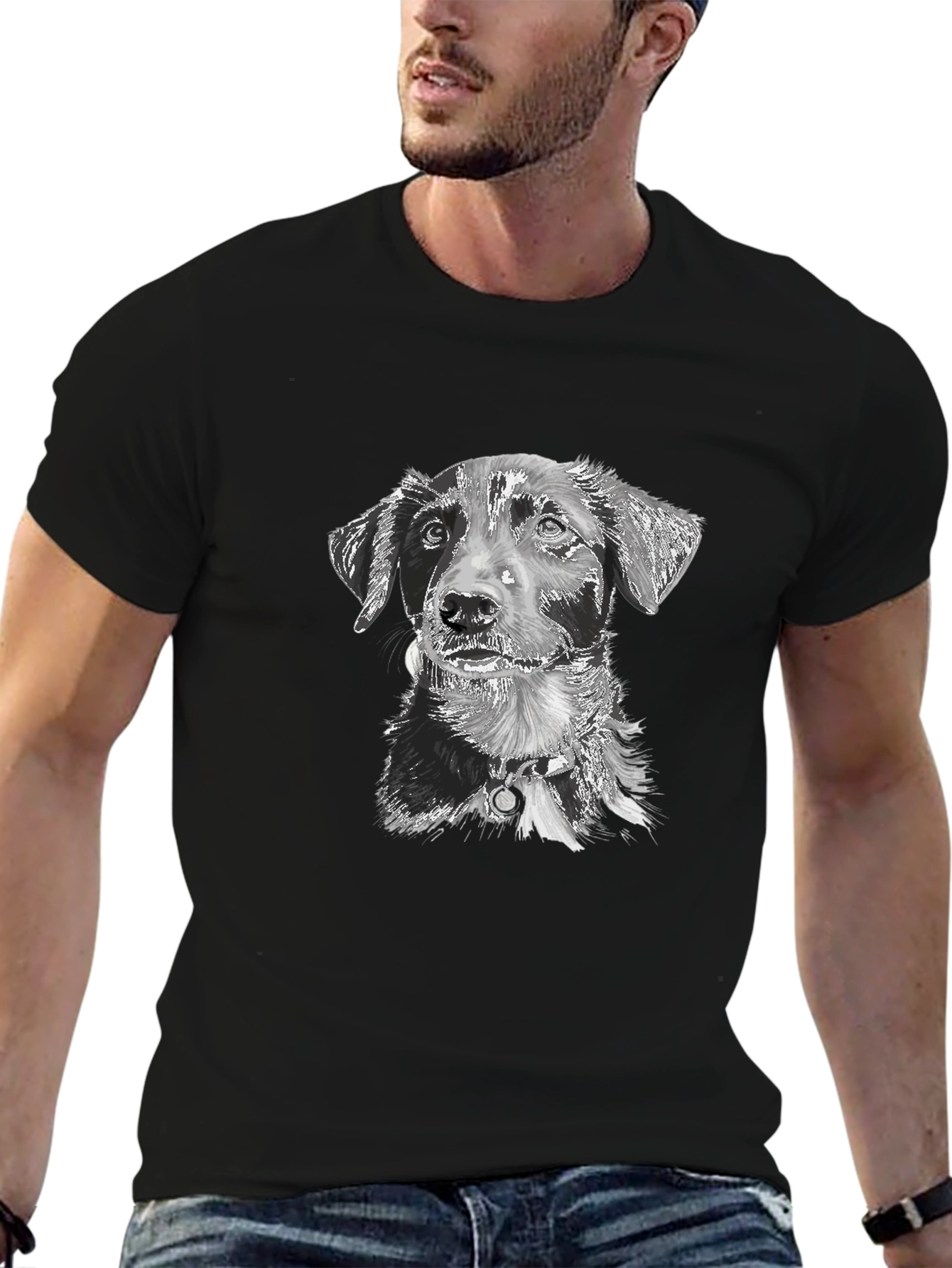 Cute Dog Graphic T-Shirt – Black Dog Lover Tee – Casual Comfortable Fit