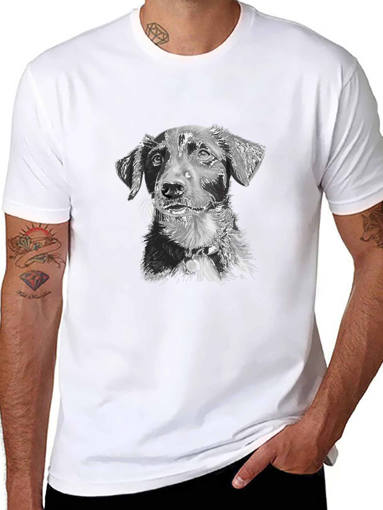 Cute Dog Graphic T-Shirt – Black Dog Lover Tee – Casual Comfortable Fit