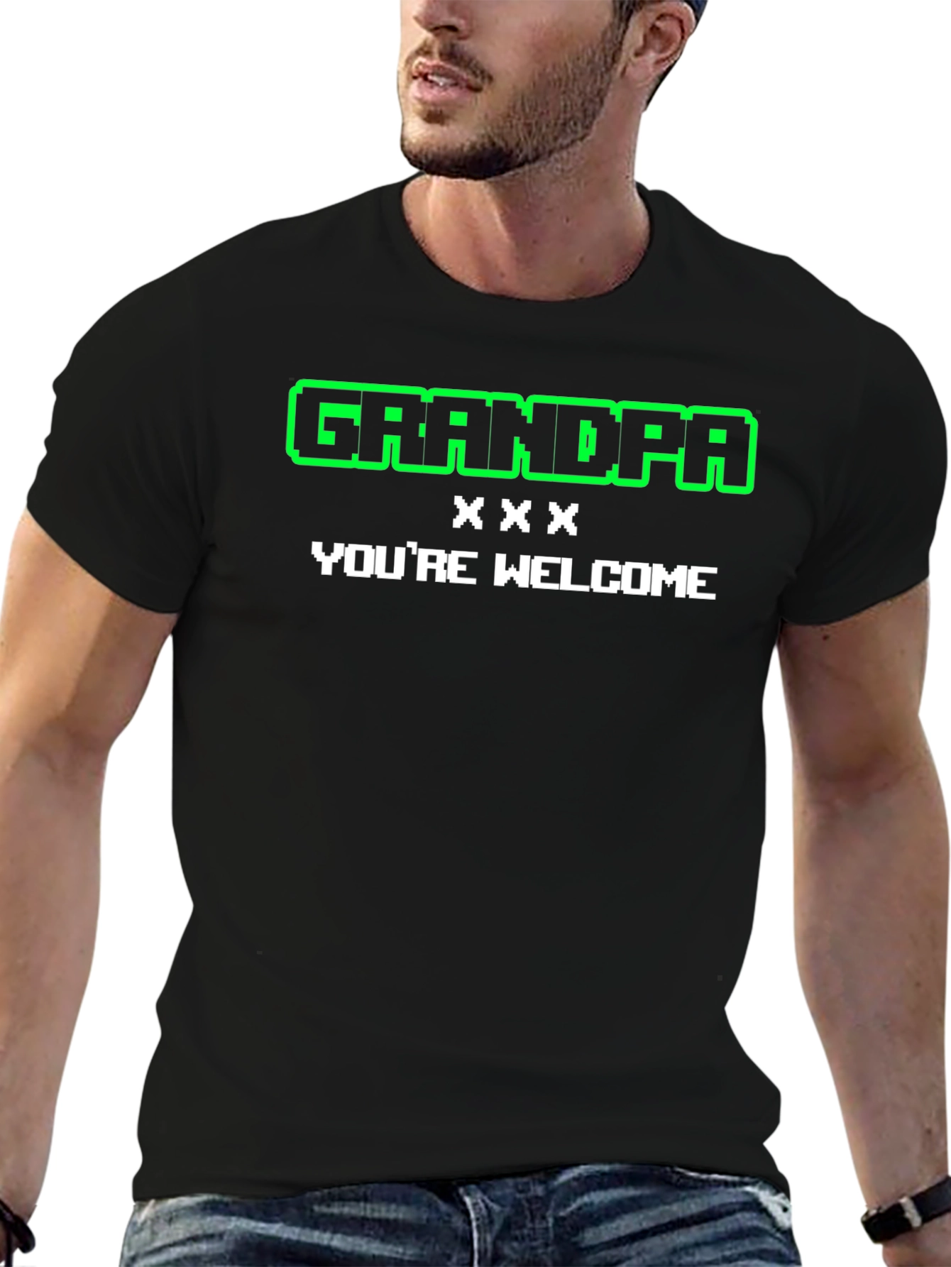 Grandpa Youre Welcome Graphic Tee - Black Cotton T-Shirt