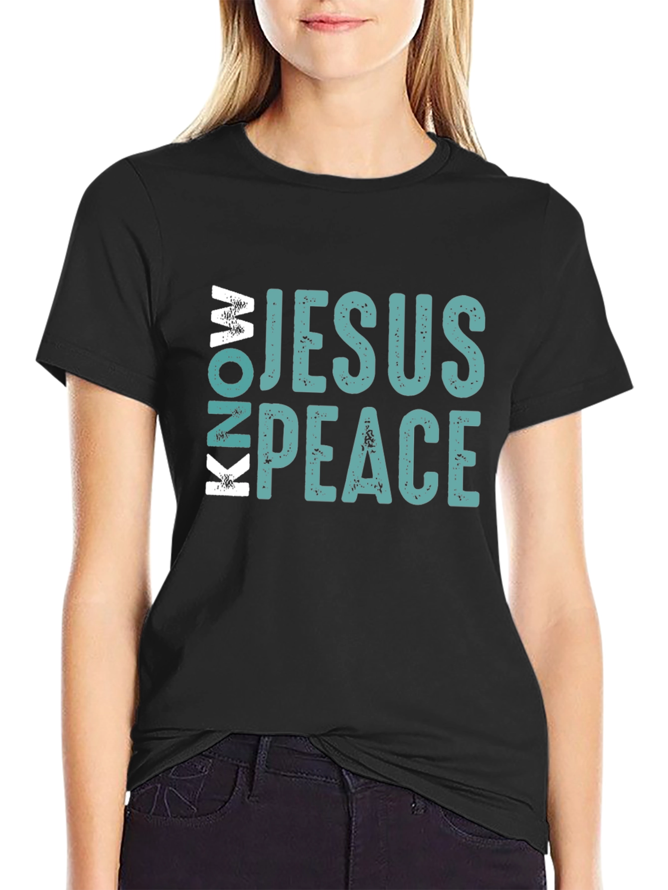 Know Jesus Know Peace Black Cotton Tee