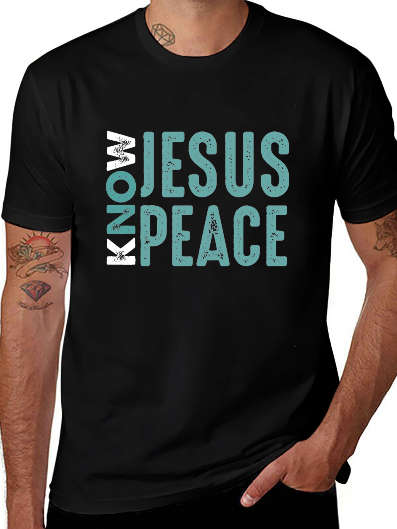 Know Jesus Know Peace Black Cotton Tee
