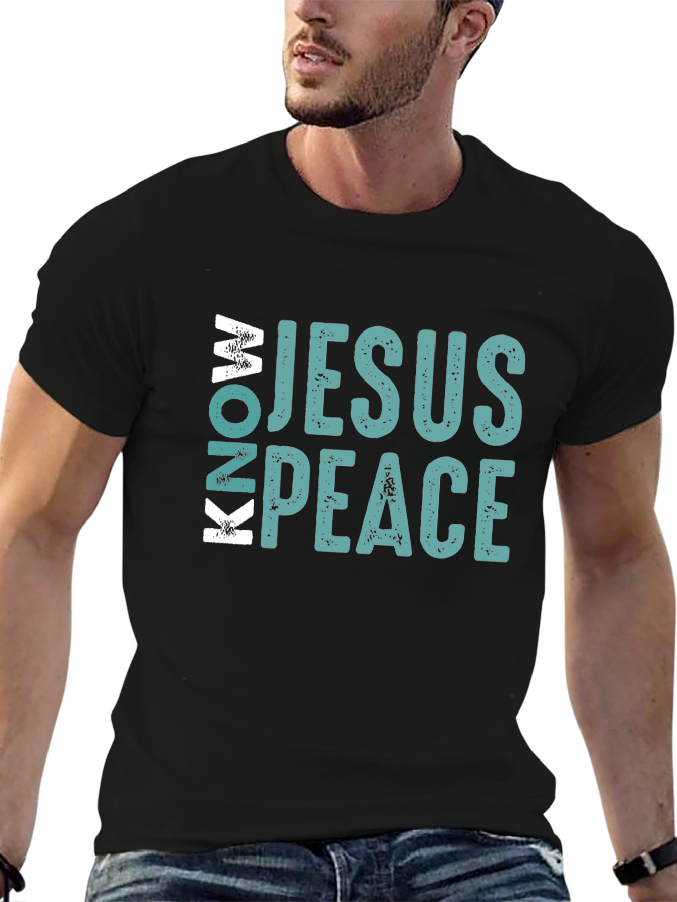 Know Jesus Know Peace Black Cotton Tee