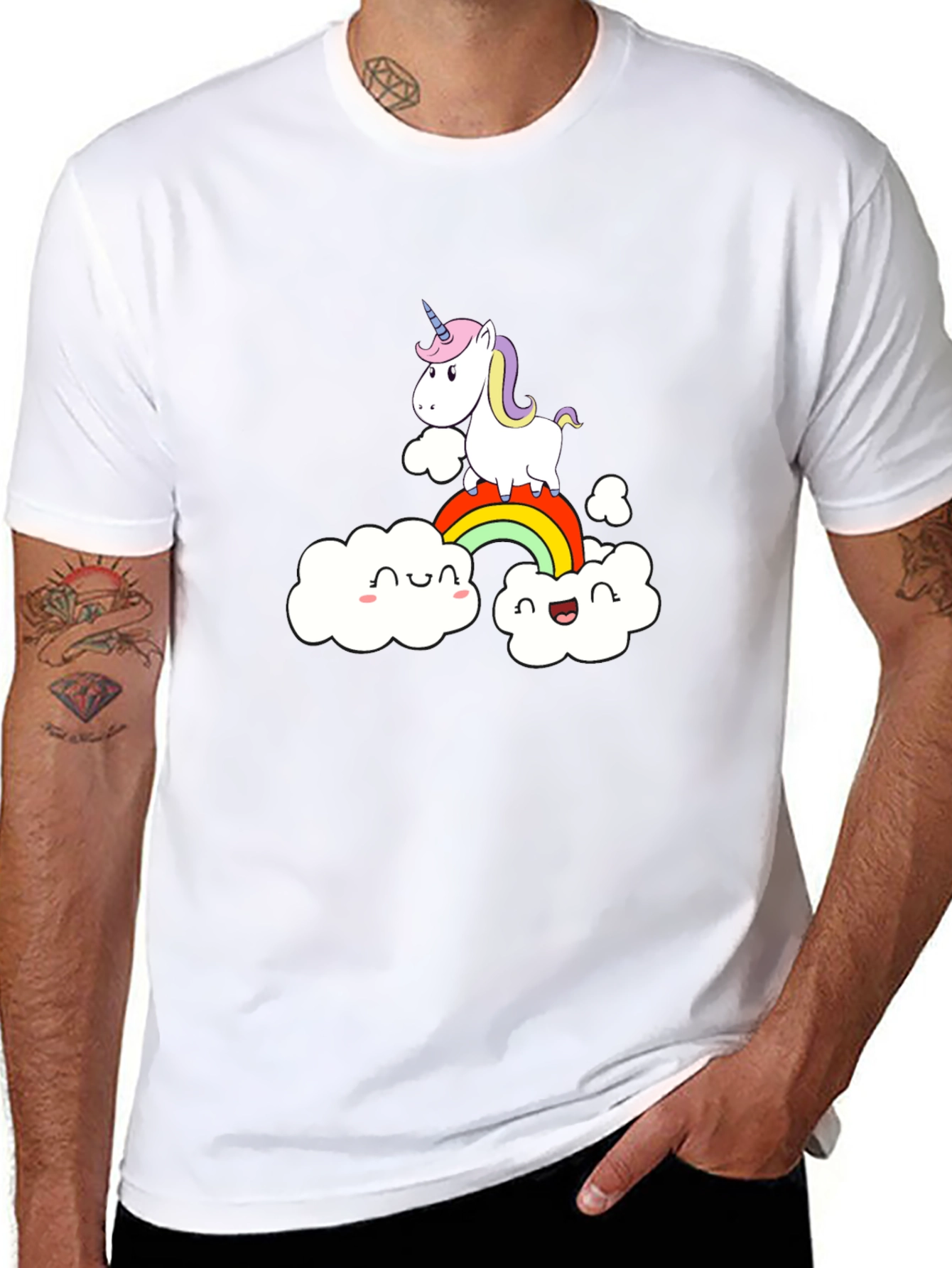 Unicorn Rainbow Clouds Graphic Tee