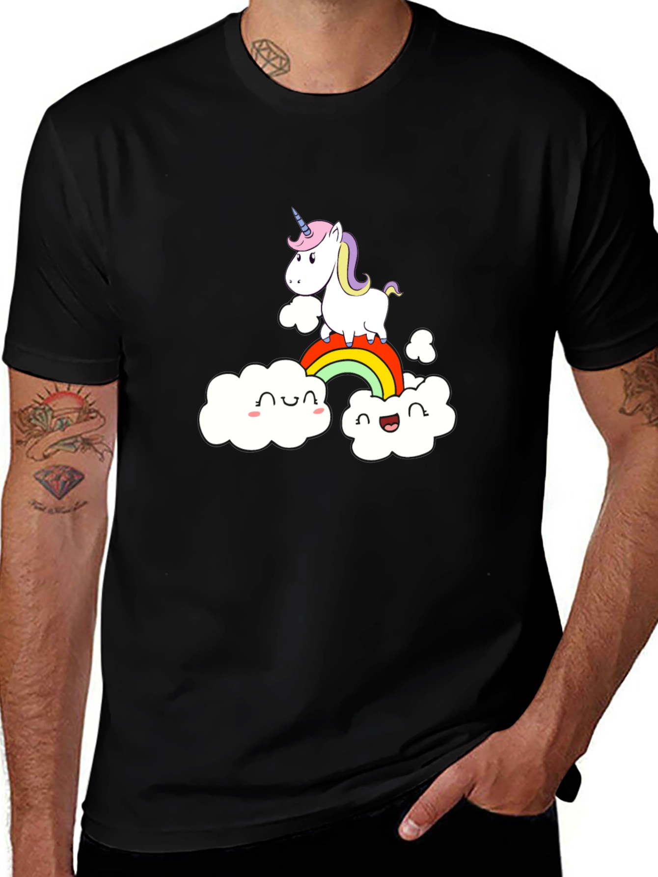 Unicorn Rainbow Clouds Graphic Tee