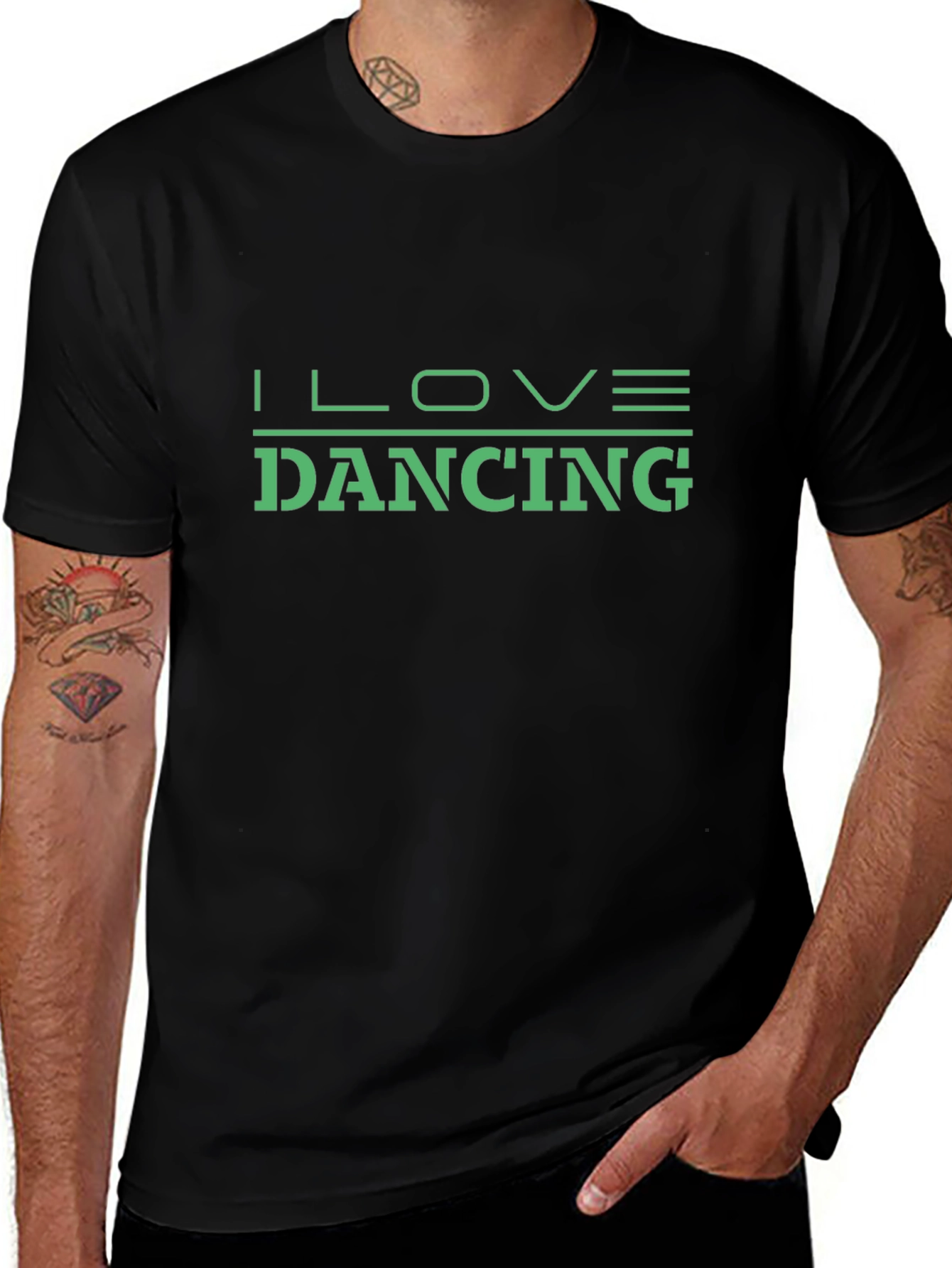 I Love Dancing Graphic Tee - Black Cotton Shirt