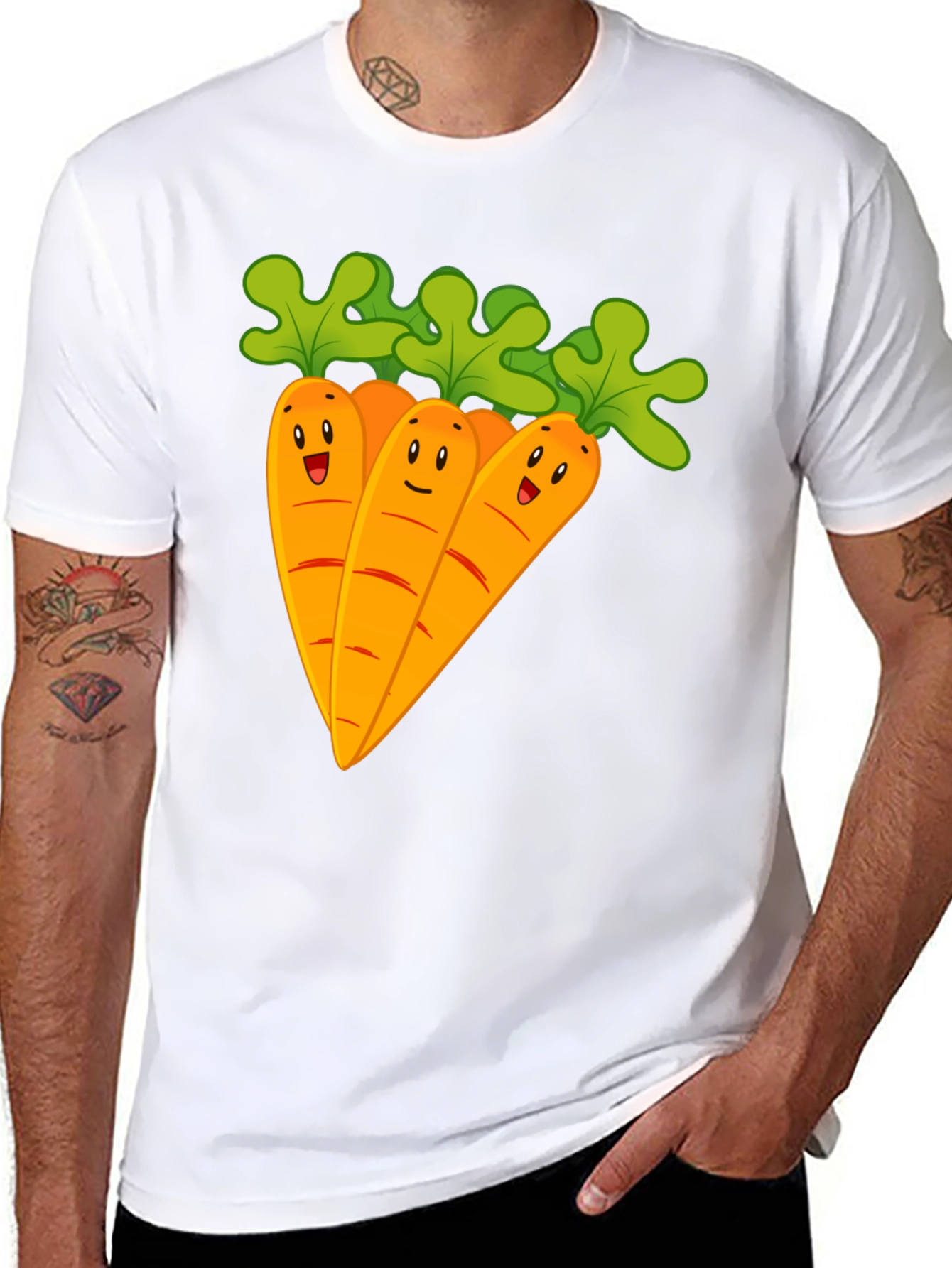 Cartoon Carrots Black T-Shirt