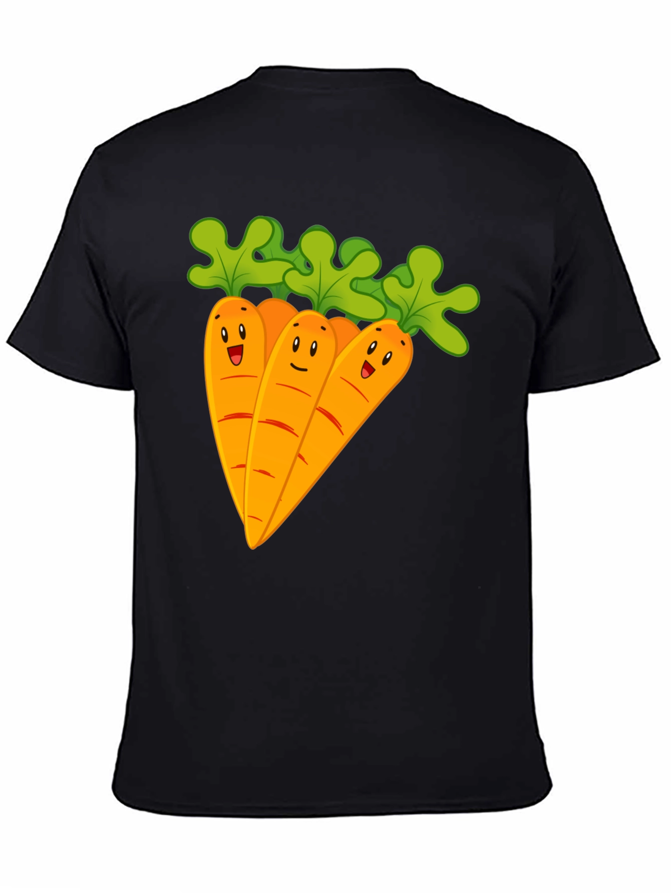 Cartoon Carrots Black T-Shirt