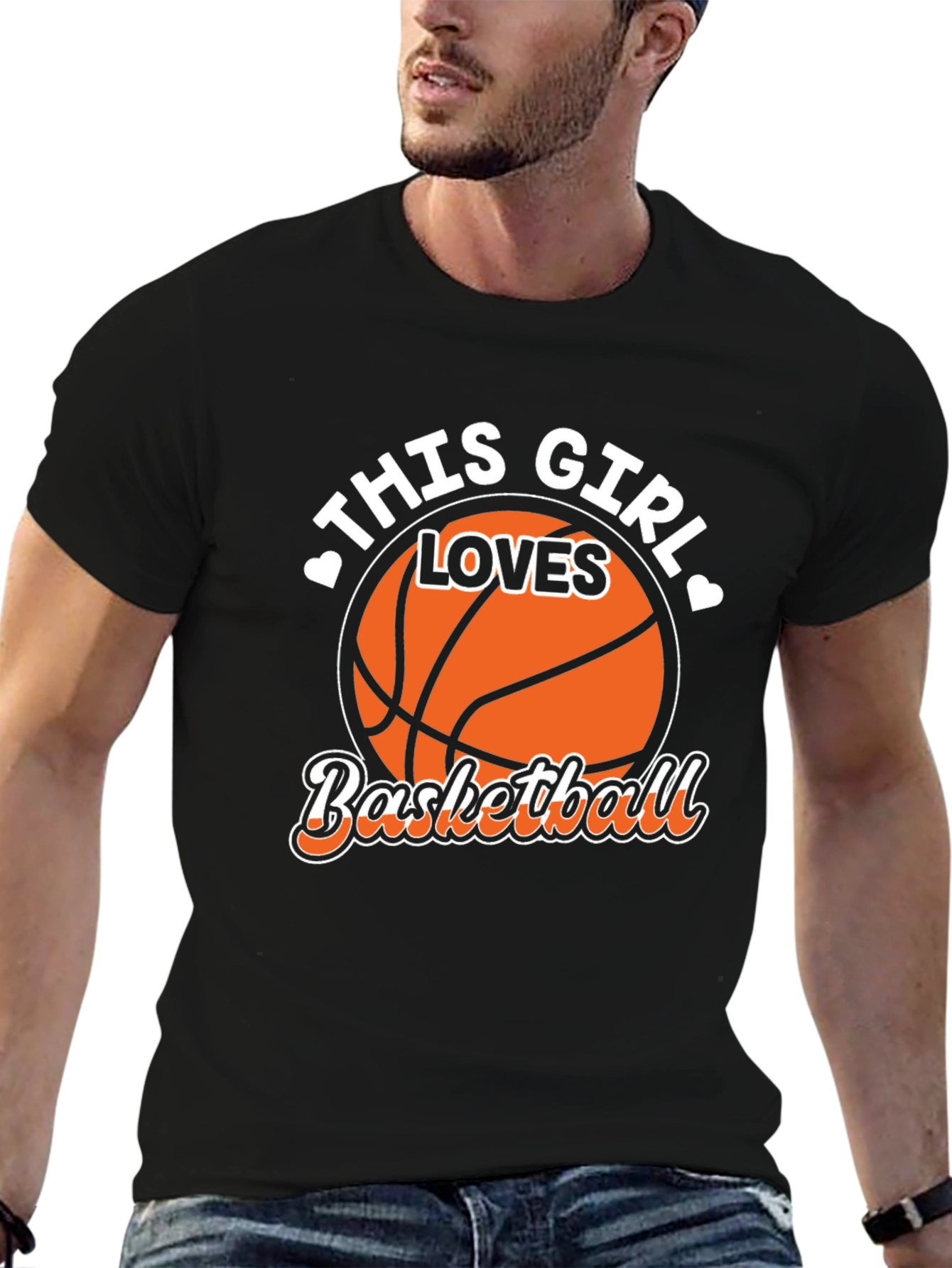 Basketball Girl T-Shirt - Black Graphic Tee