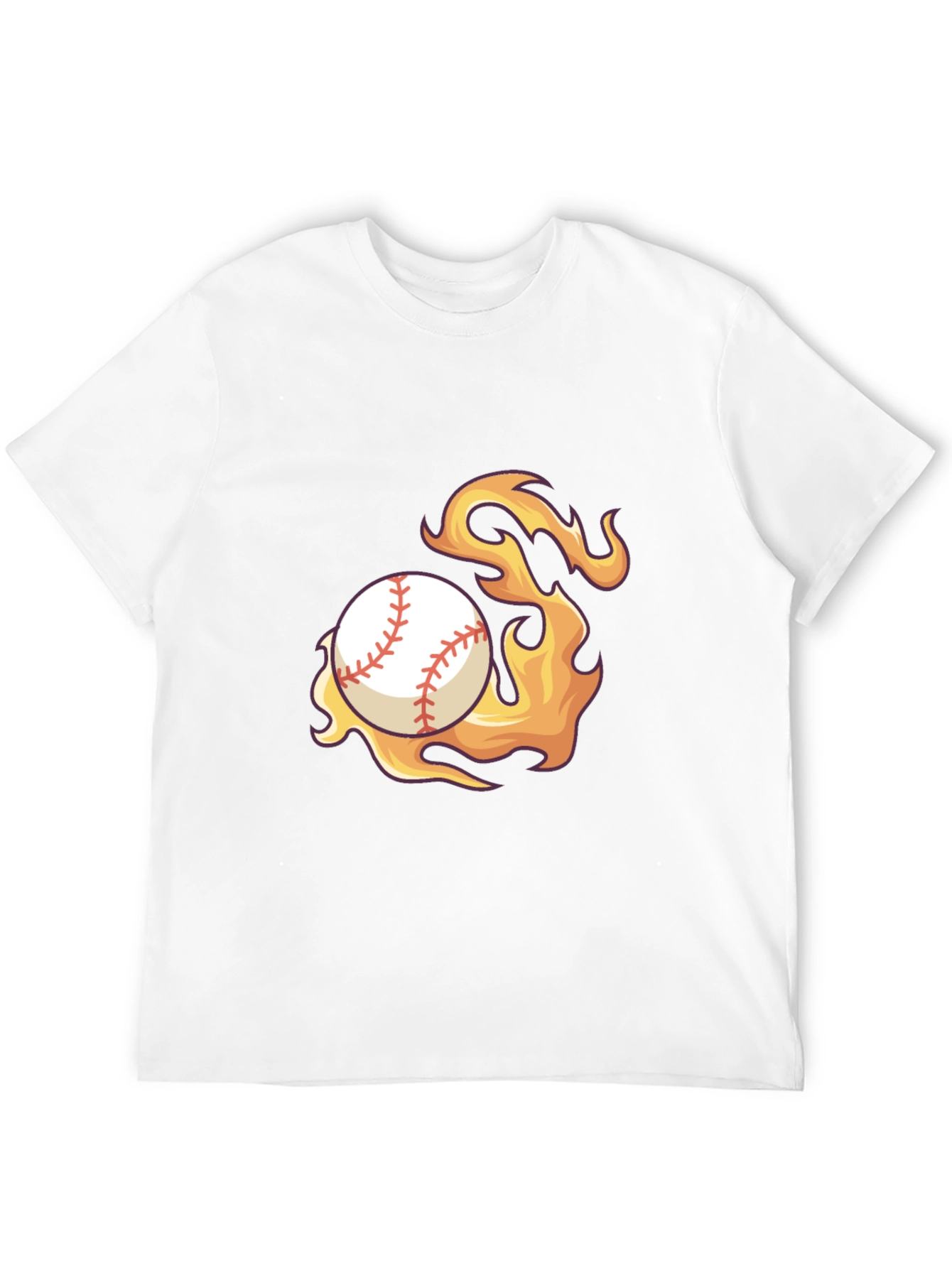 Flaming Baseball Graphic Tee - Black Cotton Shirt