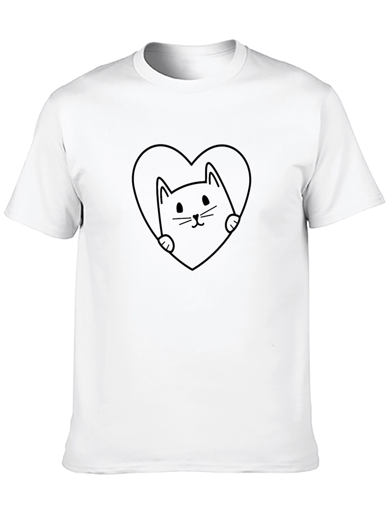 Heart Cat Graphic Tee - Black