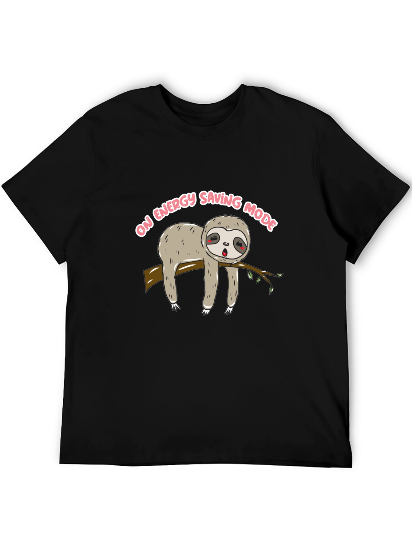 Sloth on Energy Saving Mode Black T-Shirt