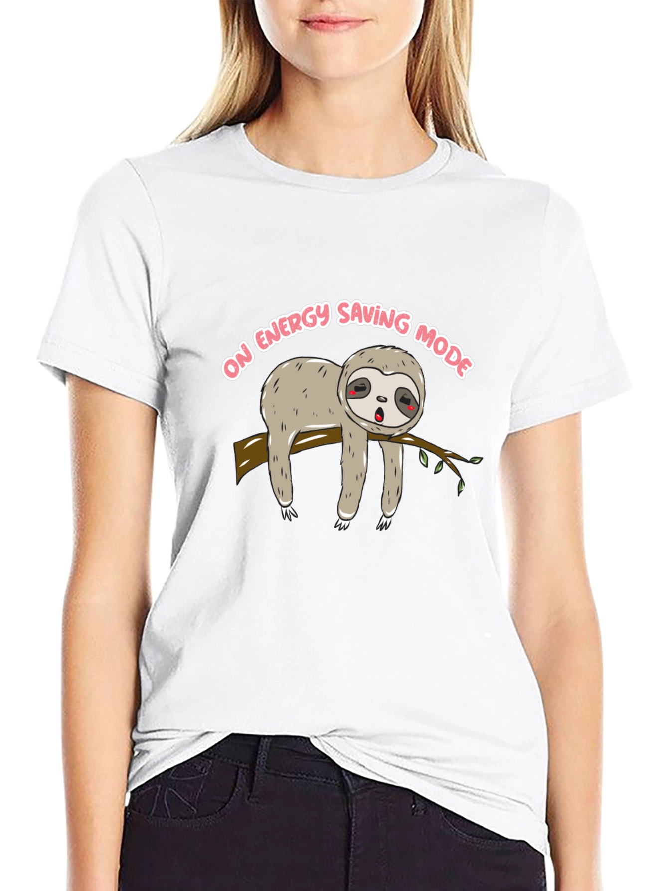 Sloth on Energy Saving Mode Black T-Shirt