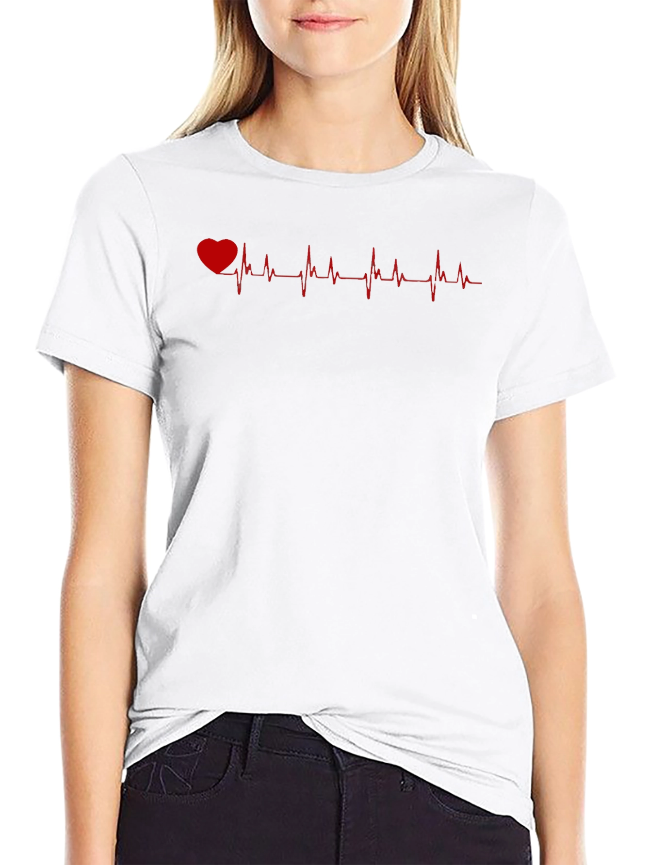 Heartbeat Graphic T-Shirt - Black Casual Tee