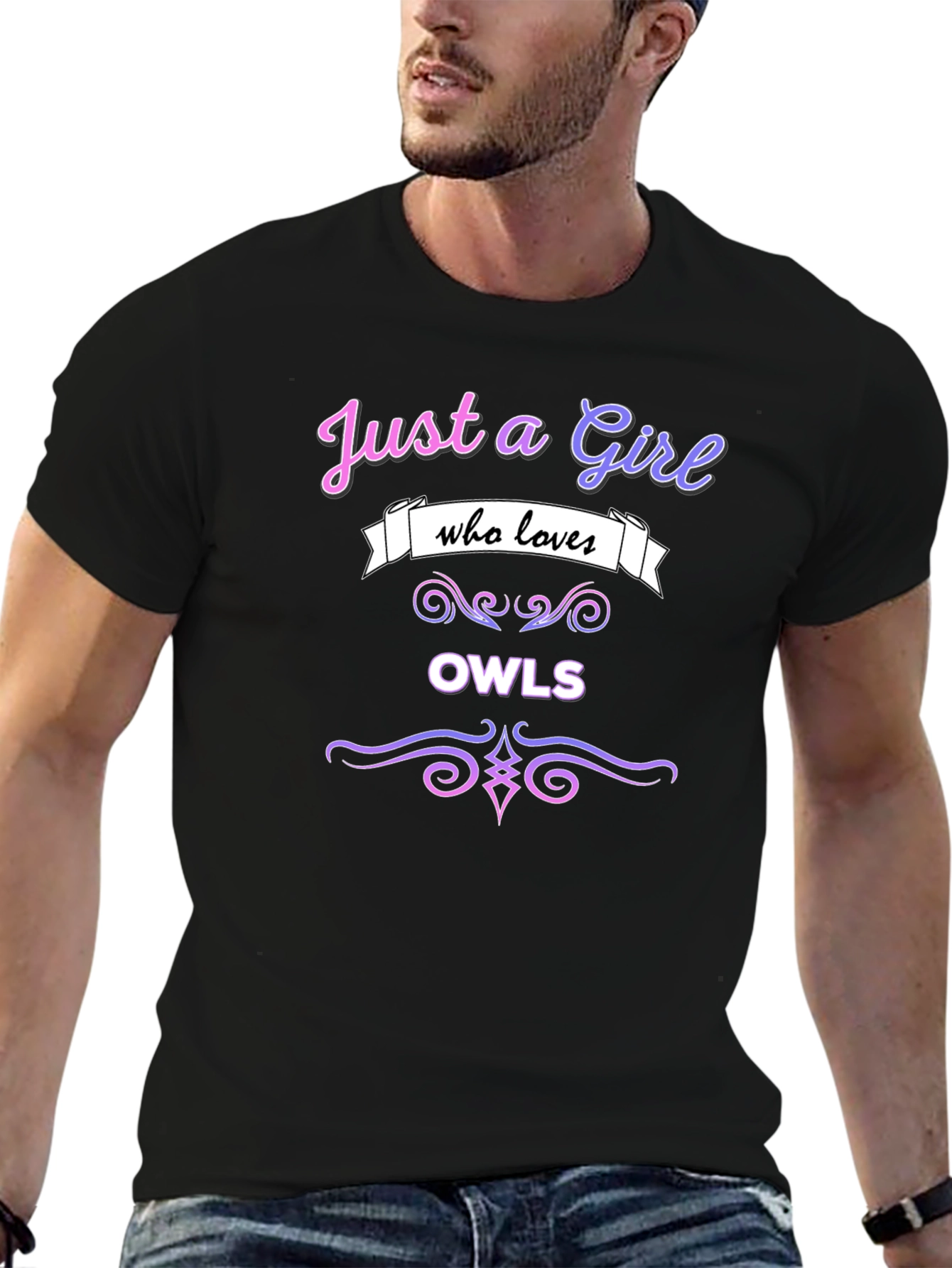 Just a Girl Who Loves Owls T-Shirt - Black