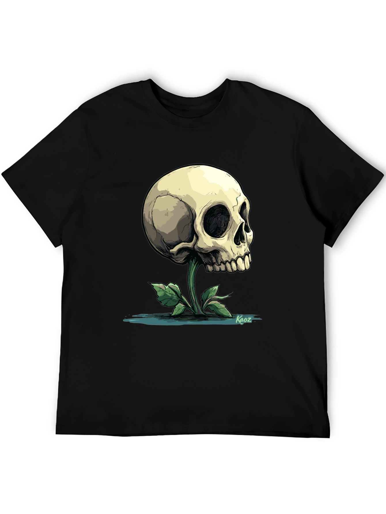 Skull Flower Graphic Tee - Mens Black T-Shirt