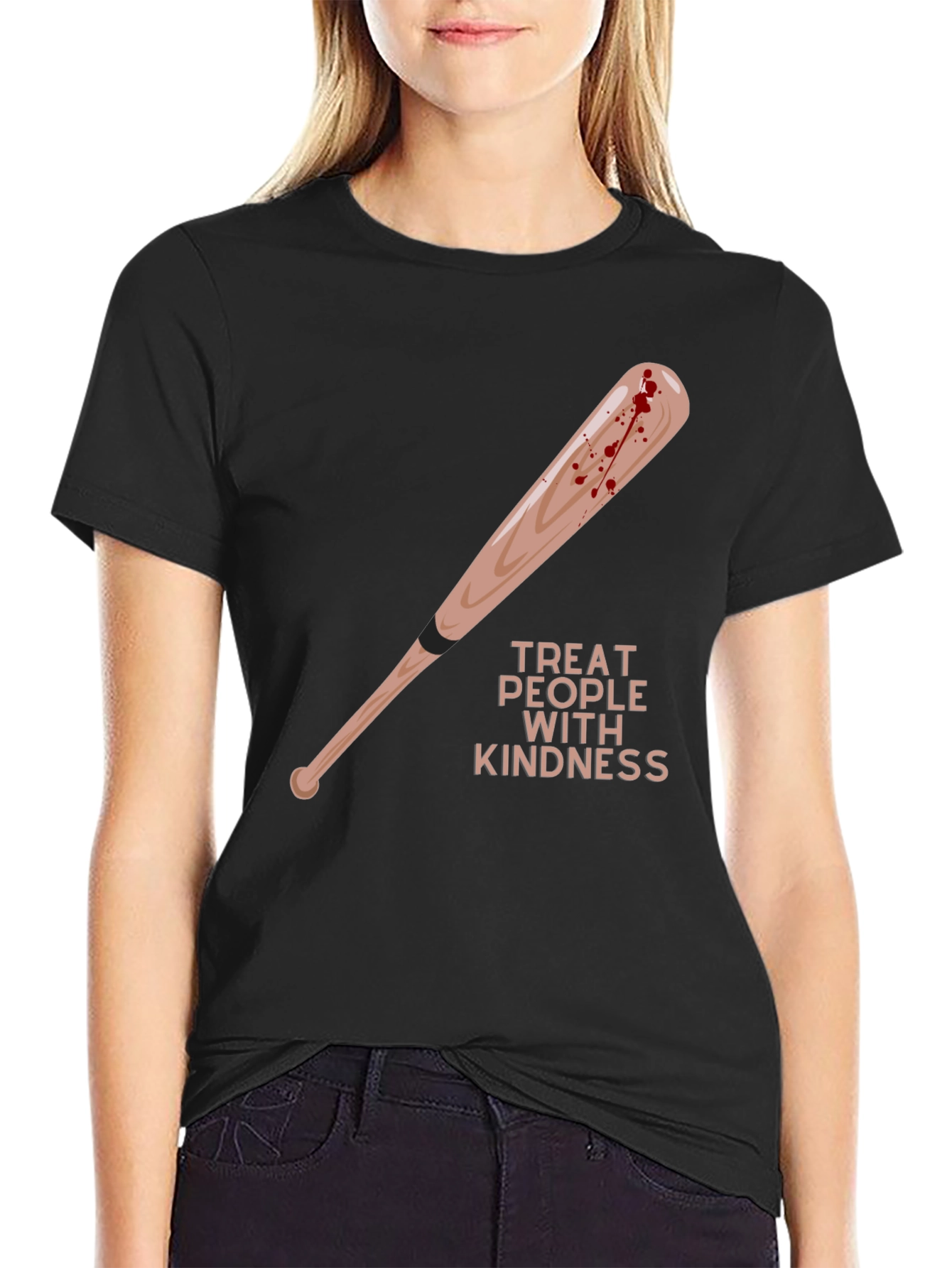 Treat People With Kindness Baseball Bat Graphic Tee
