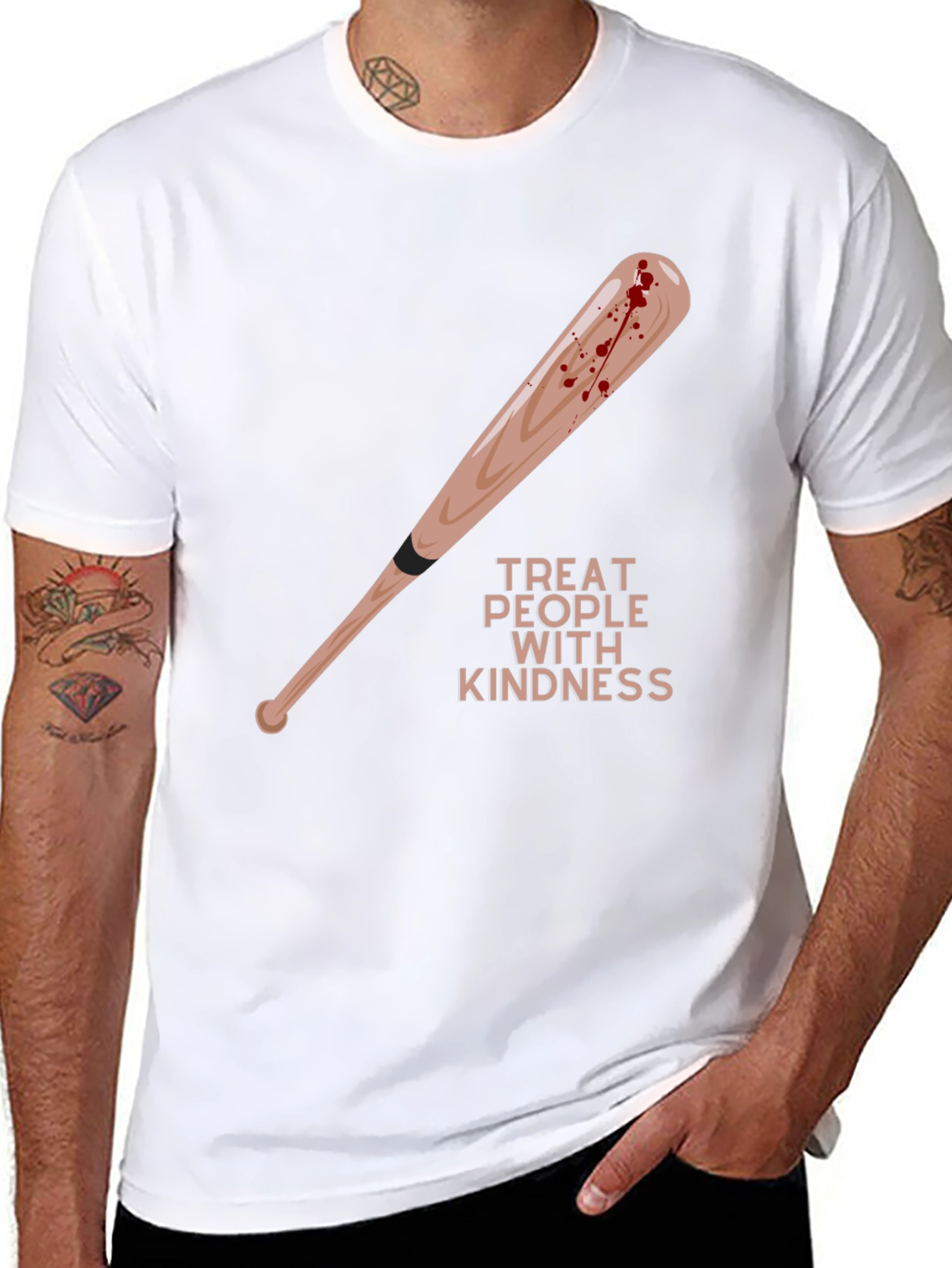 Treat People With Kindness Baseball Bat Graphic Tee