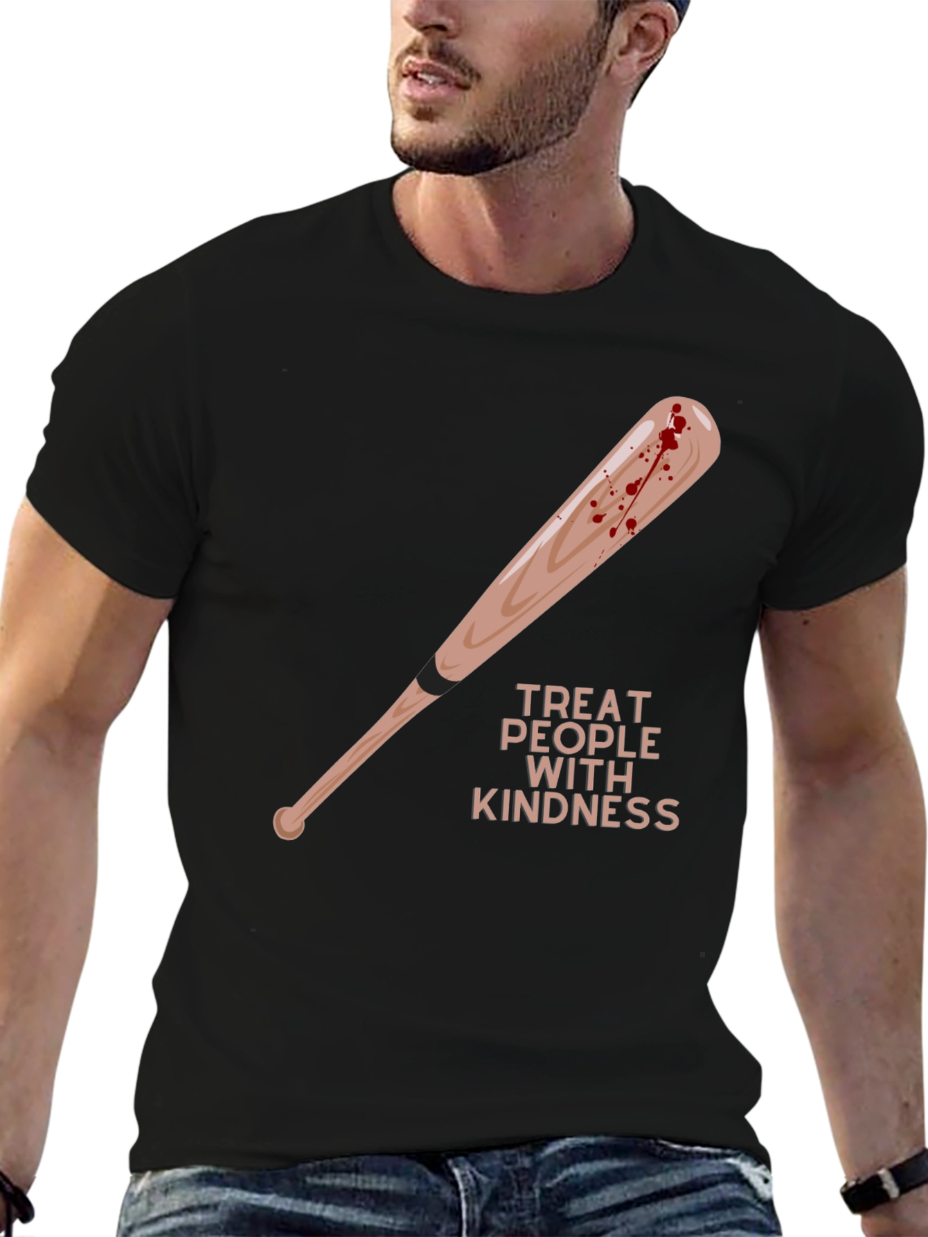 Treat People With Kindness Baseball Bat Graphic Tee
