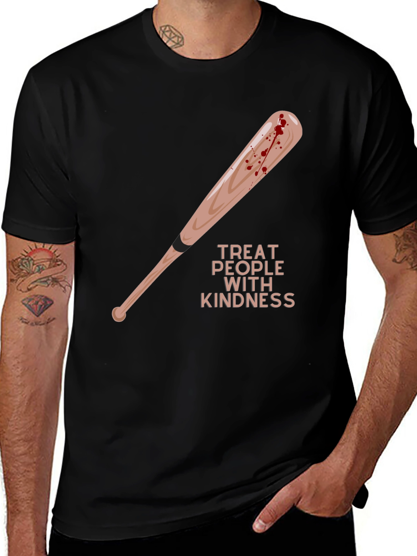 Treat People With Kindness Baseball Bat Graphic Tee
