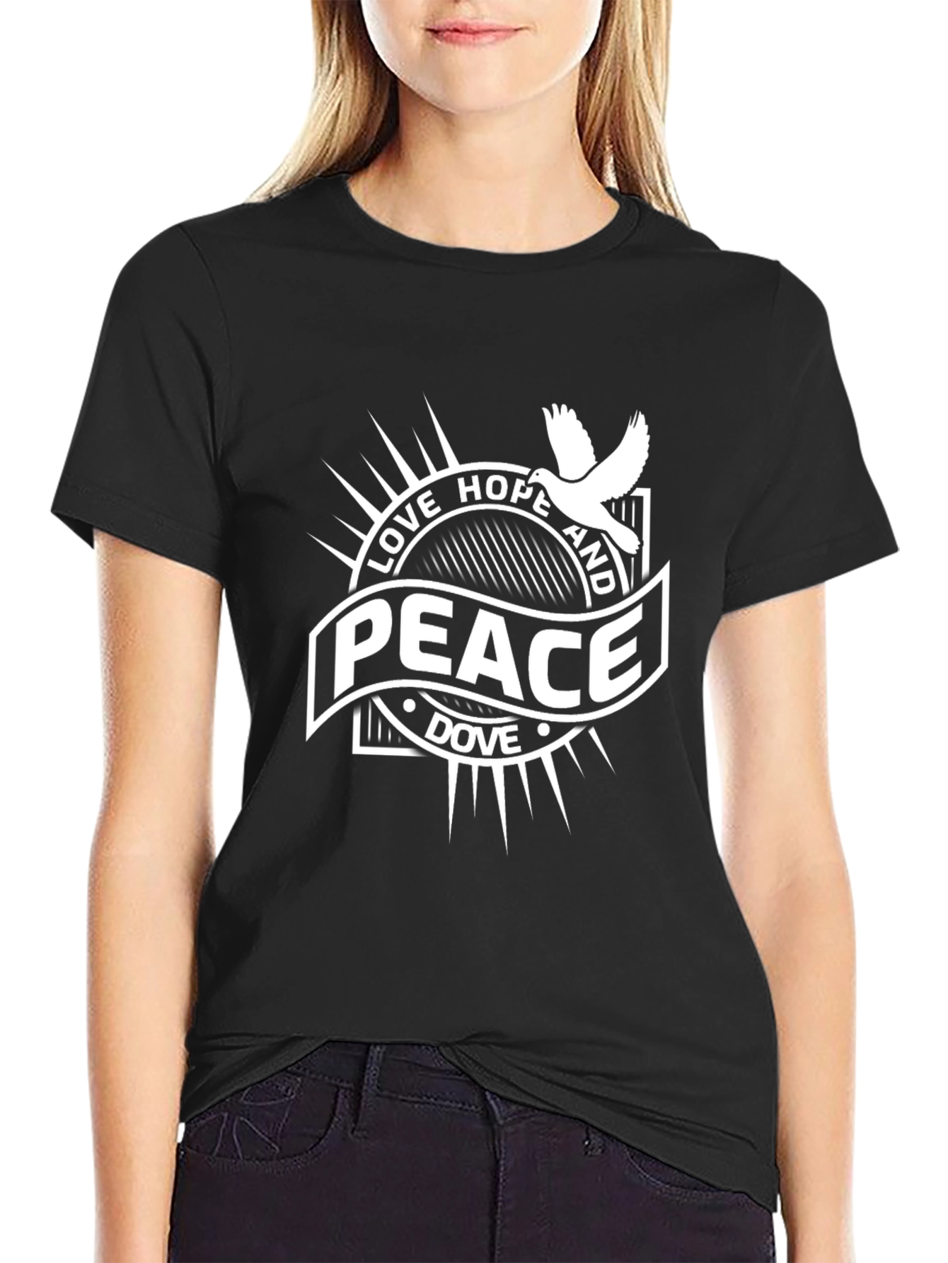 Love Hope Peace Dove Graphic T-Shirt