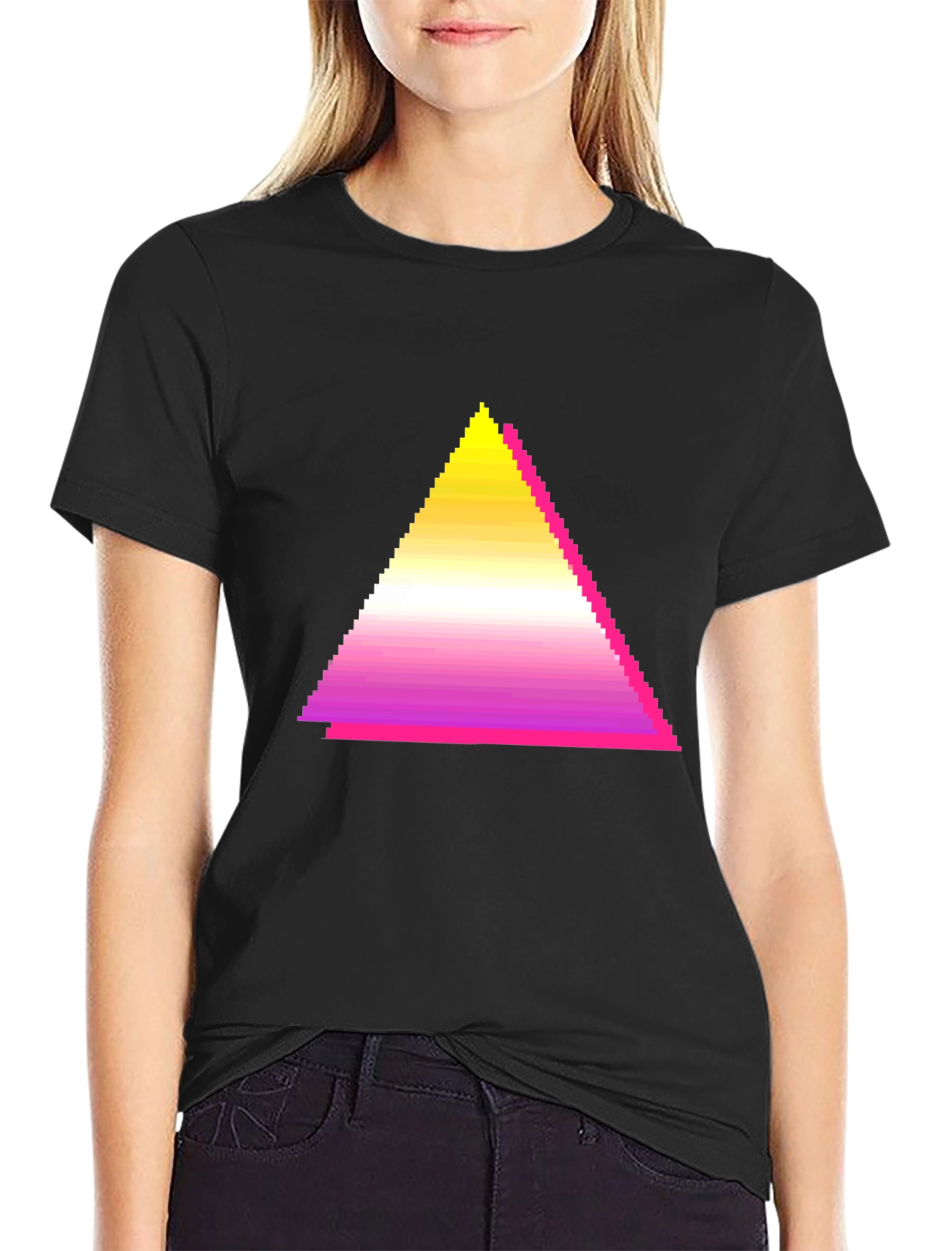 Pixel Gradient Triangle Graphic T-Shirt
